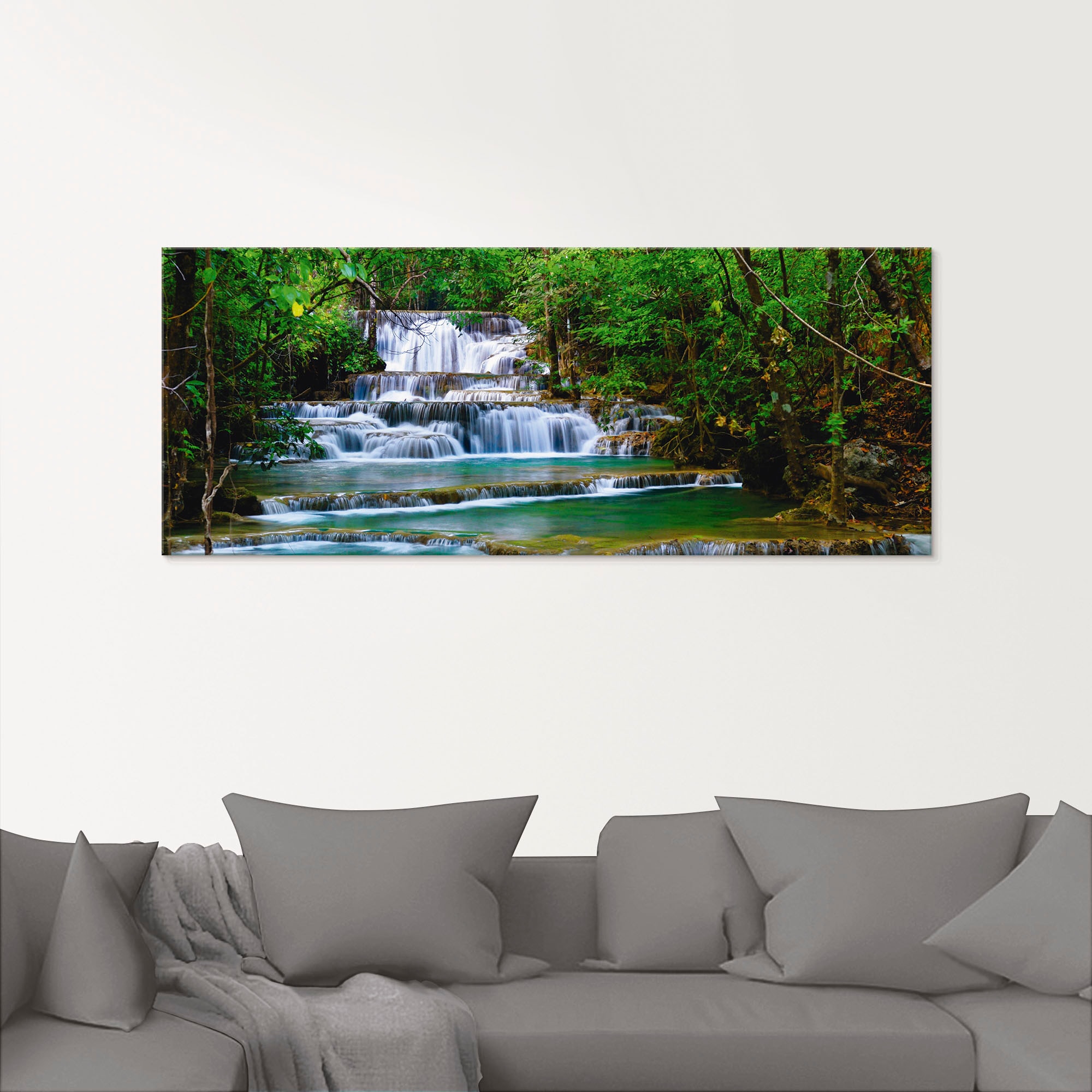 Artland Glasbild »Tiefen Wald Wasserfall«, Gewässer, (1 St.), in verschiedenen Größen