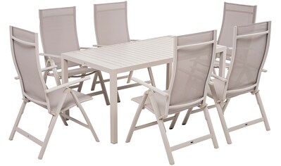 Garten-Essgruppe »Messina«, (Set, 7 tlg., 6x Sessel, 1x Tisch 160x90x74 cm, Aluminium,...