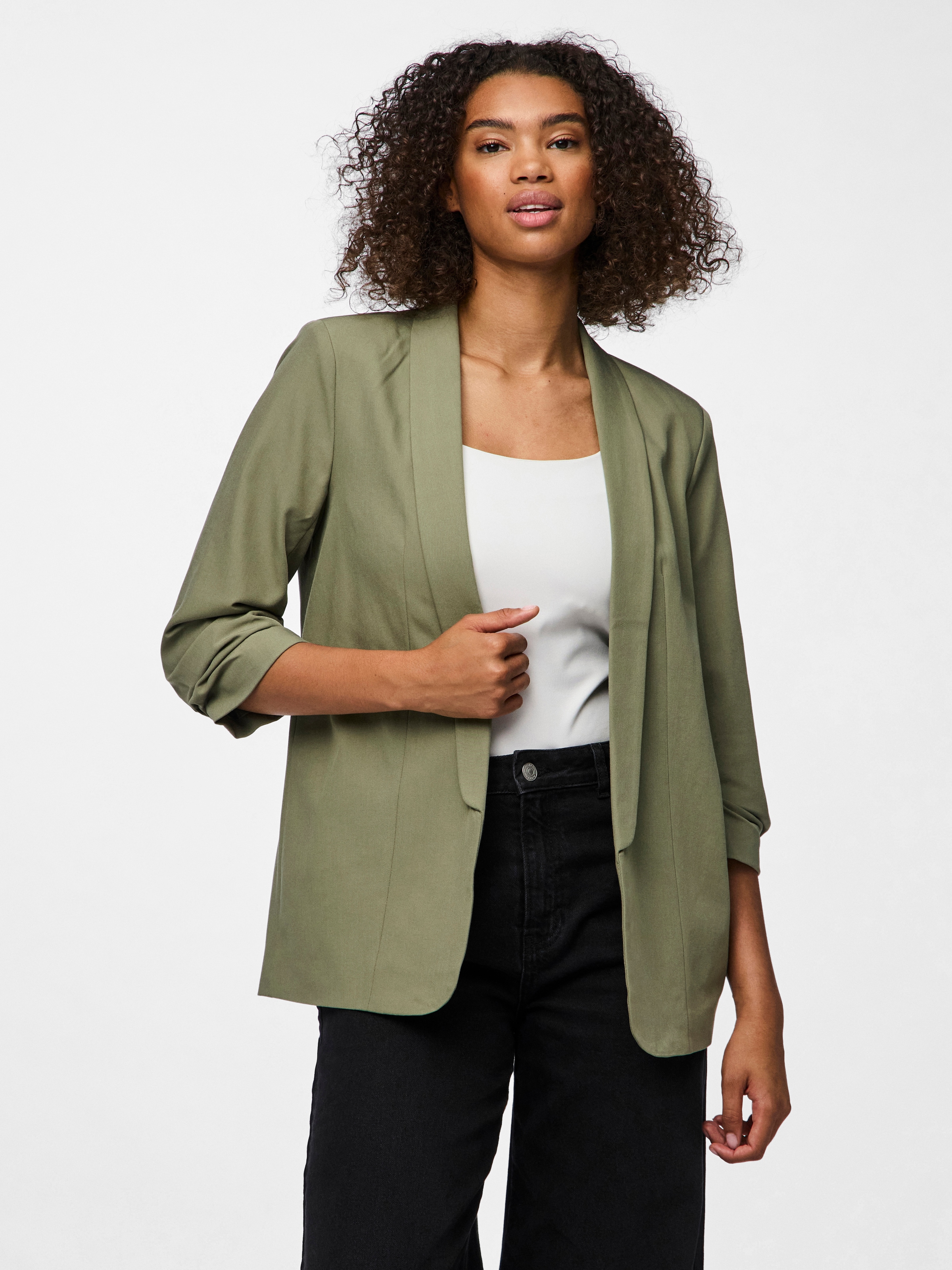 pieces Blusenblazer »PCBOSELLA 3/4 BLAZER NOOS« Materialmix, regular fit