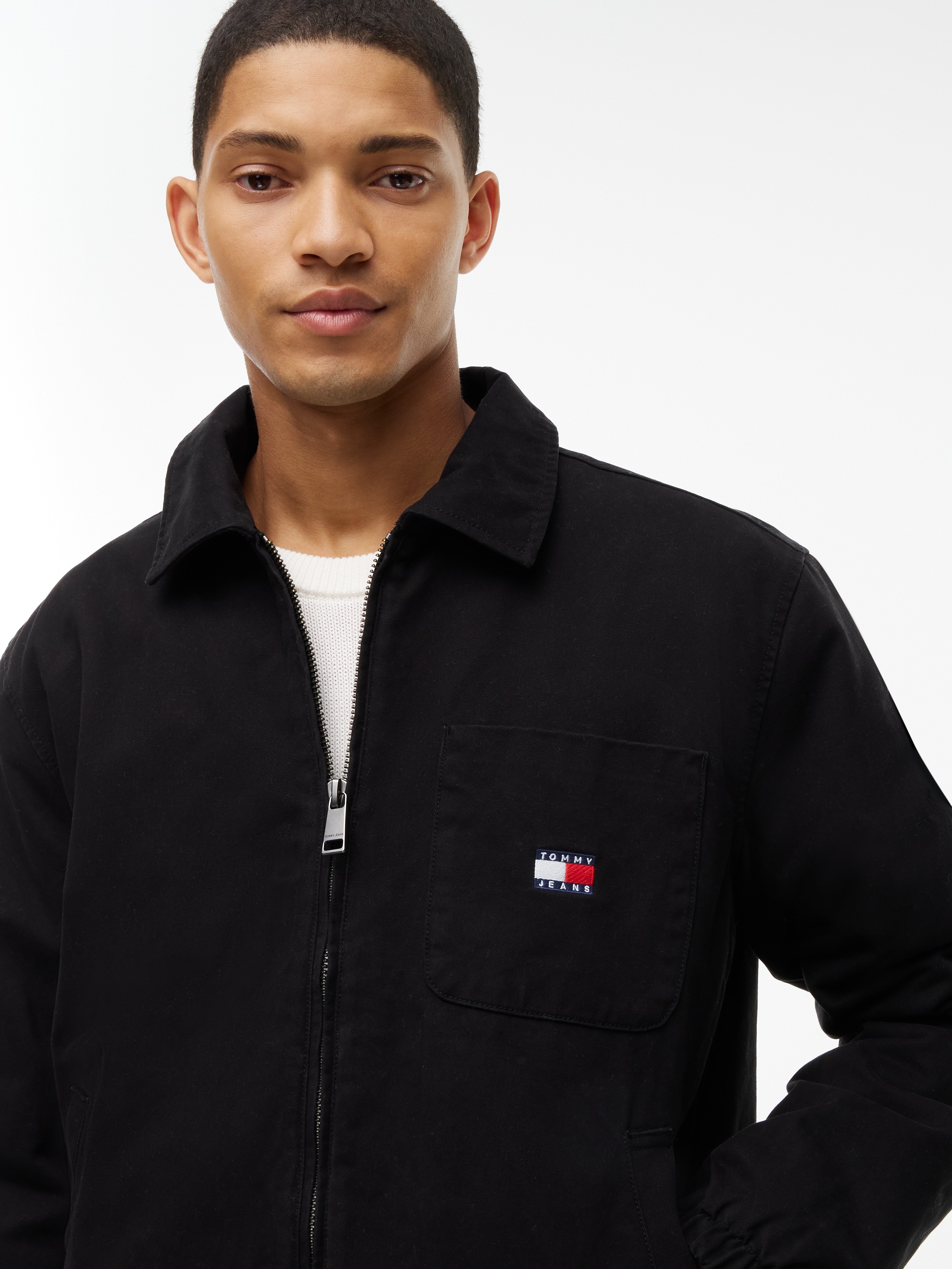 Tommy Jeans Hemdjacke »HARRINGTON COTTON JACKET« ohne Kapuze Regular fit mit Hemdkragen