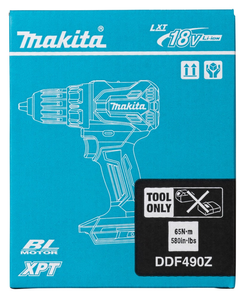 Makita Akku-Bohrschrauber »»DDF490Z« 18V, ohne Akku und Ladegerät« 0-1.900 min⁻¹, 13 mm,  Leistungsstarker & bürstenloser Bohrschrauber mit 65 Nm Drehmoment
