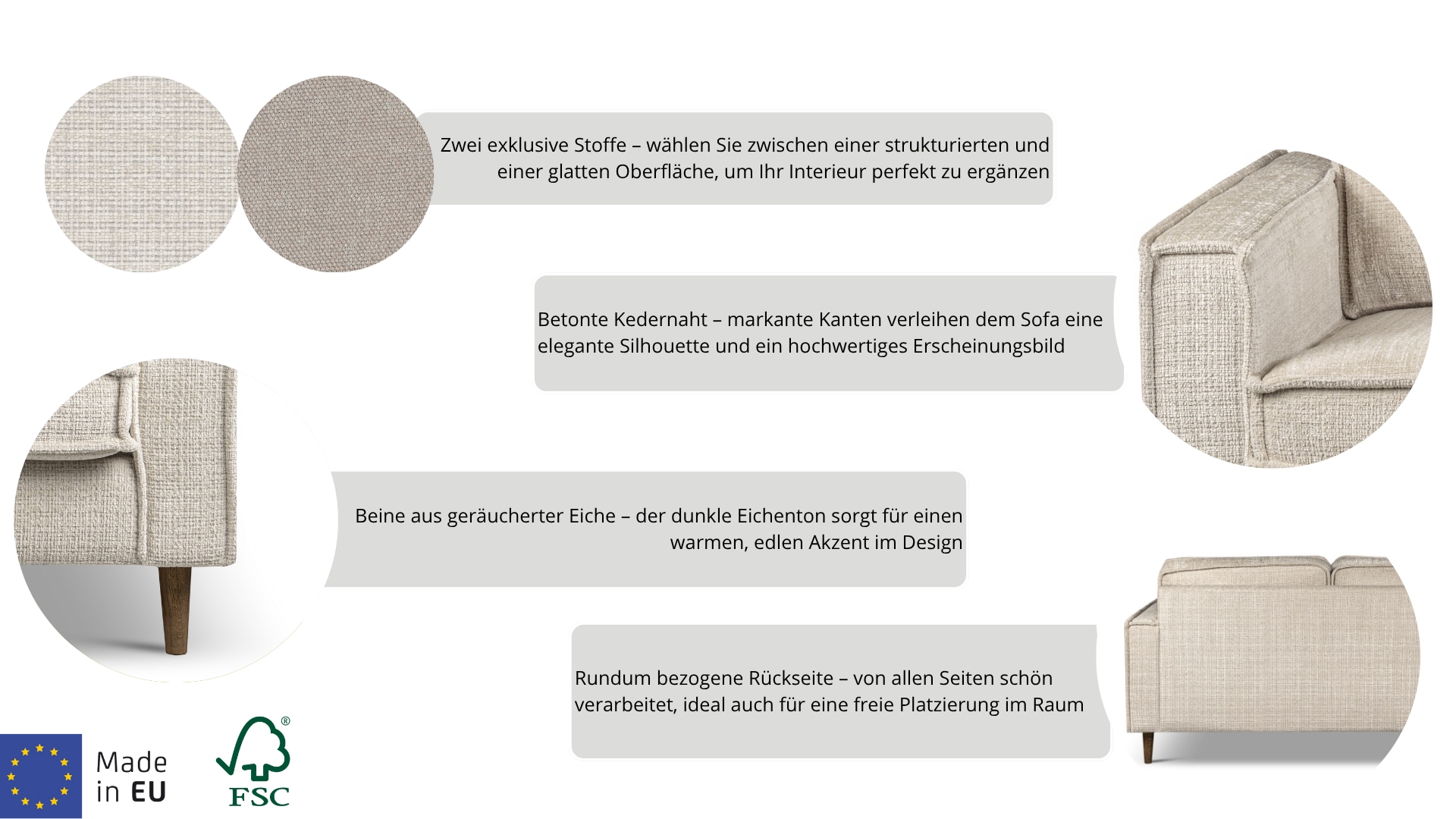 Home affaire Loveseat »Pinto Skandi 105 cm, Chenille, Struktur«