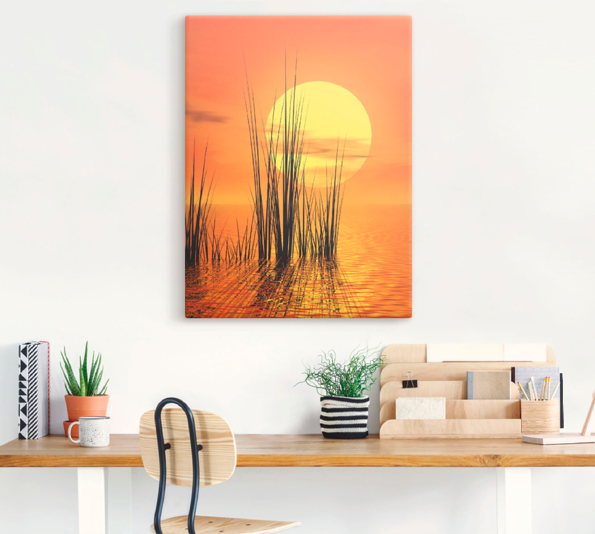 Artland Wandbild »Sonnenuntergang mit Schilf«, Sonnenaufgang & -untergang, (1  St.), als Leinwandbild, Wandaufkleber oder Poster in versch. Größen online  bei OTTO