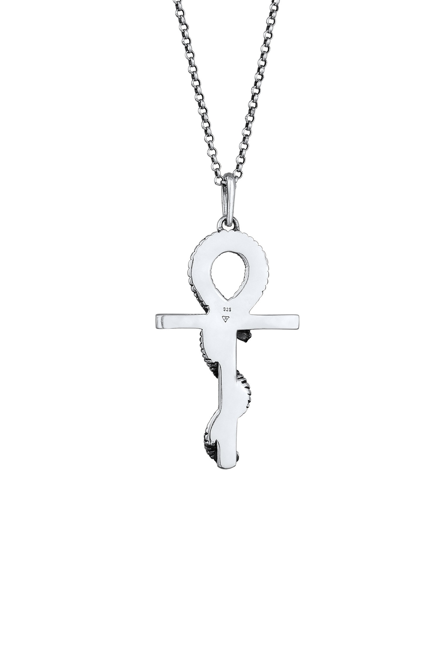 Kuzzoi Lange Kette »Halskette Herren Kreuz Schlange 925 Silber«