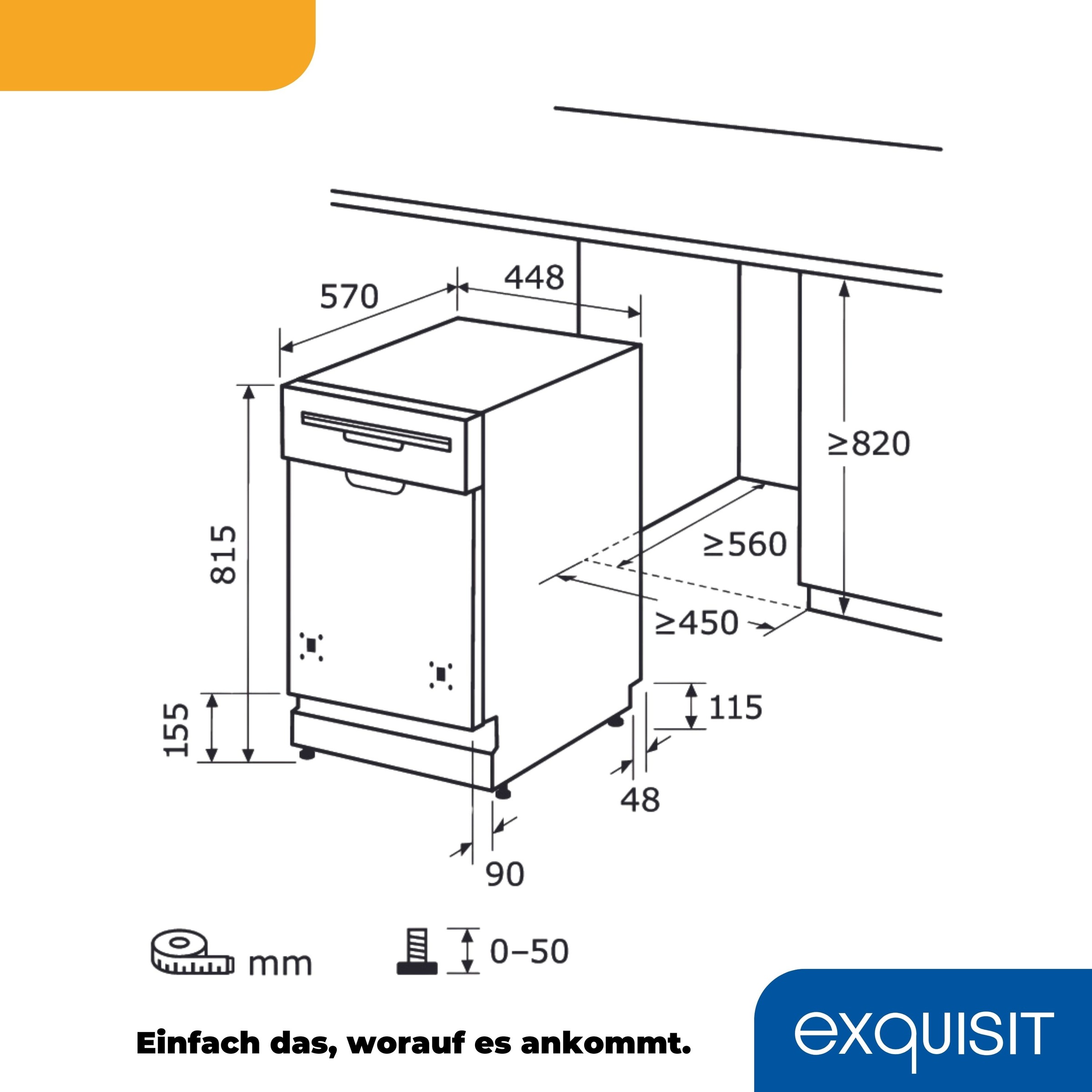 exquisit teilintegrierbarer Geschirrspüler »EGSP2109-EB-030E« 9 Maßgedecke Kompakt und ideal für kleine, schmale Nischen, kleine(Single)Haushalte