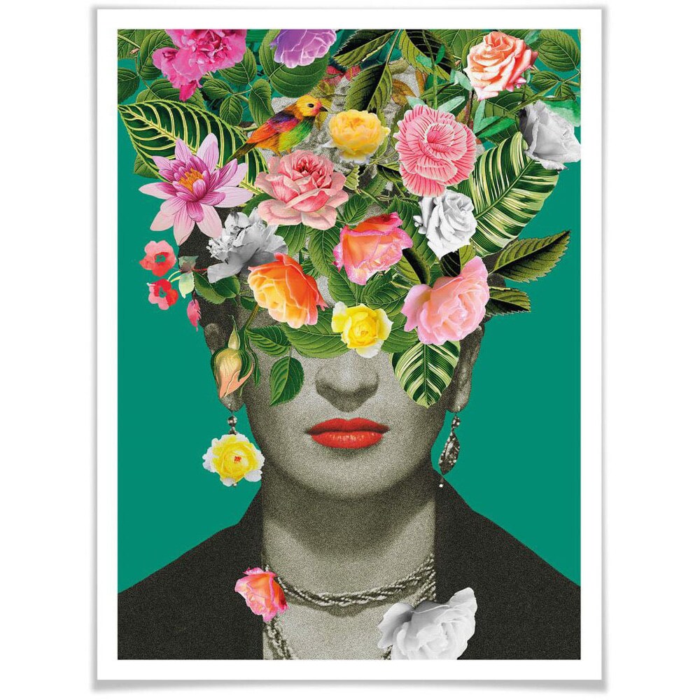 Poster »Frida Floral Blumenstrauß«, Schriftzug, (1 St.)