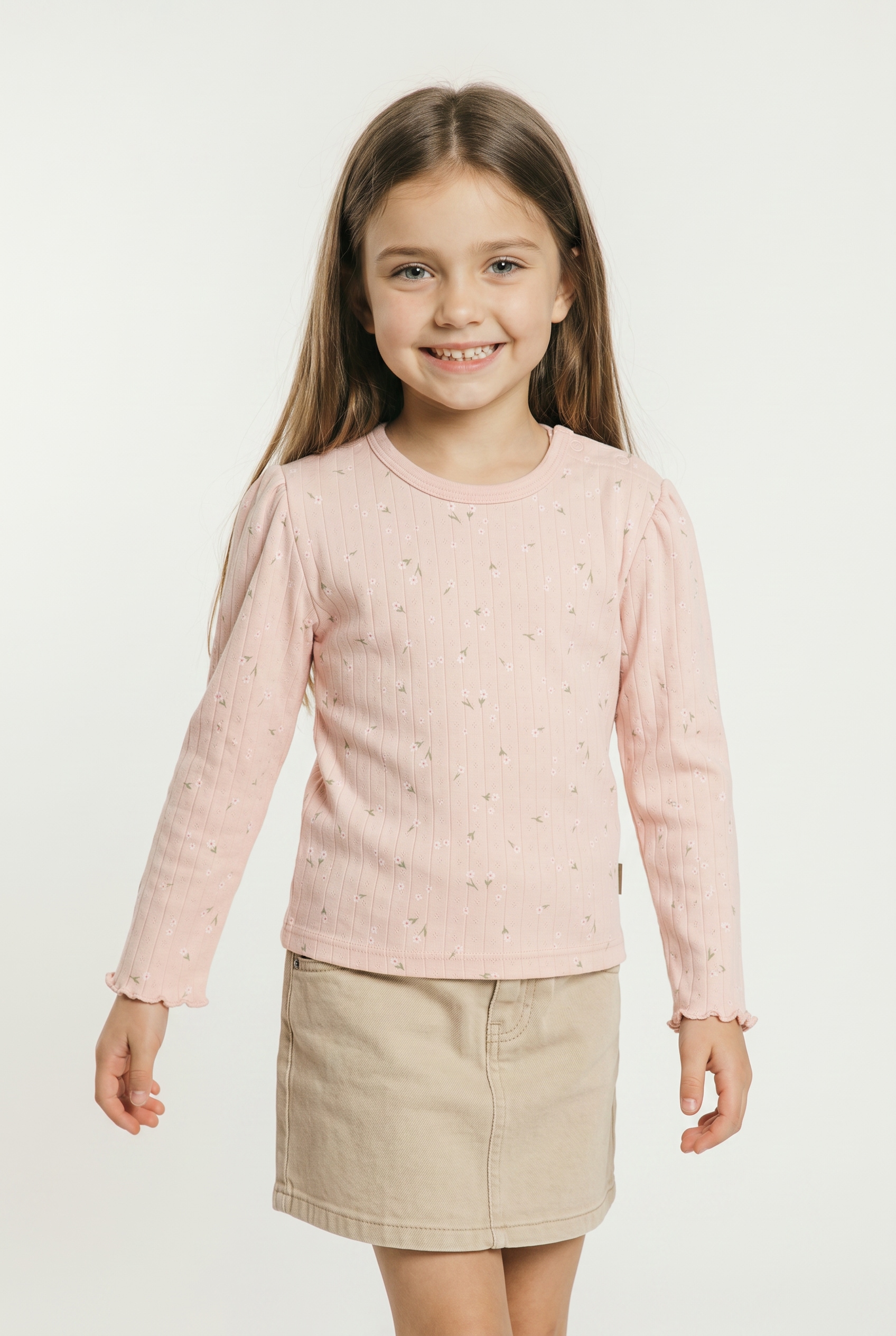 MAXIMO T-Shirt 1 Blassrosa, Blumen-Alloverprint, Longsleeve, Baby-Girl