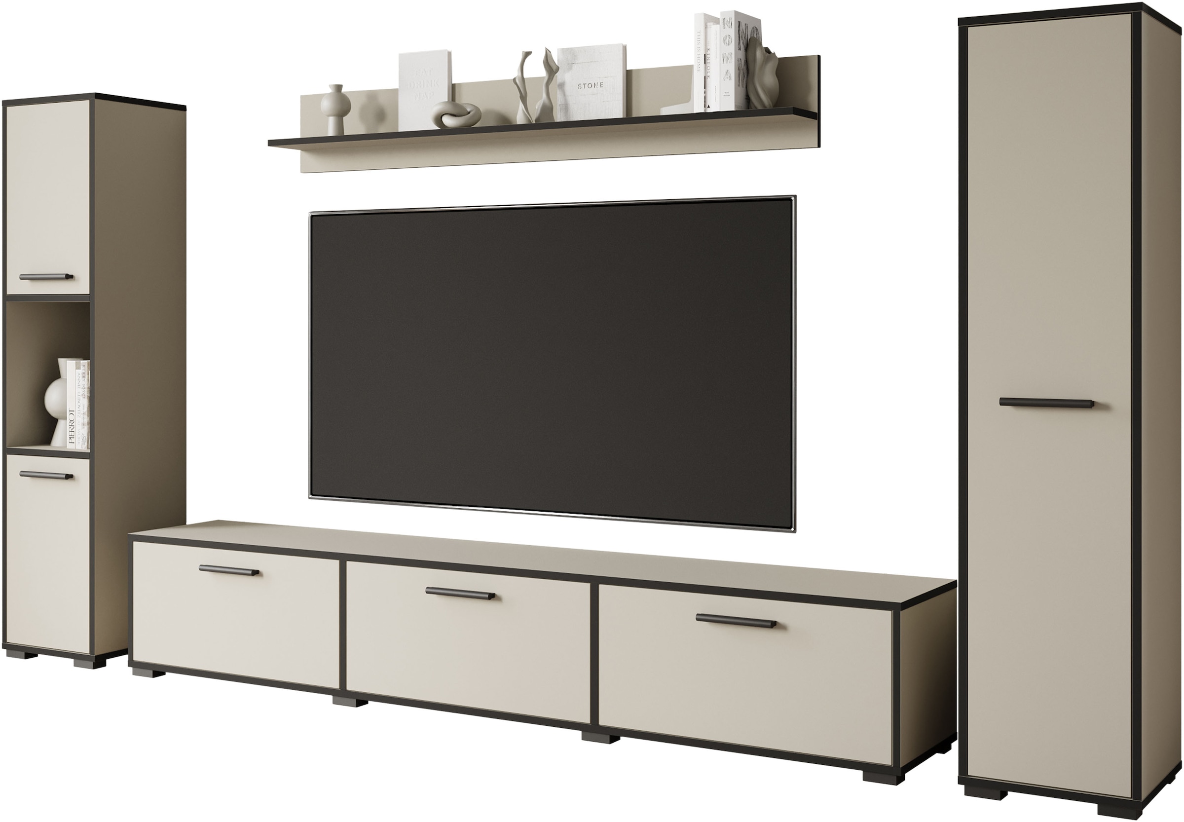 Home affaire Wohnwand »BOGOTA XL, Vitrine Türanschlag links/rechts wechselbar« Komplett-Set, 4 Stk. tlg.