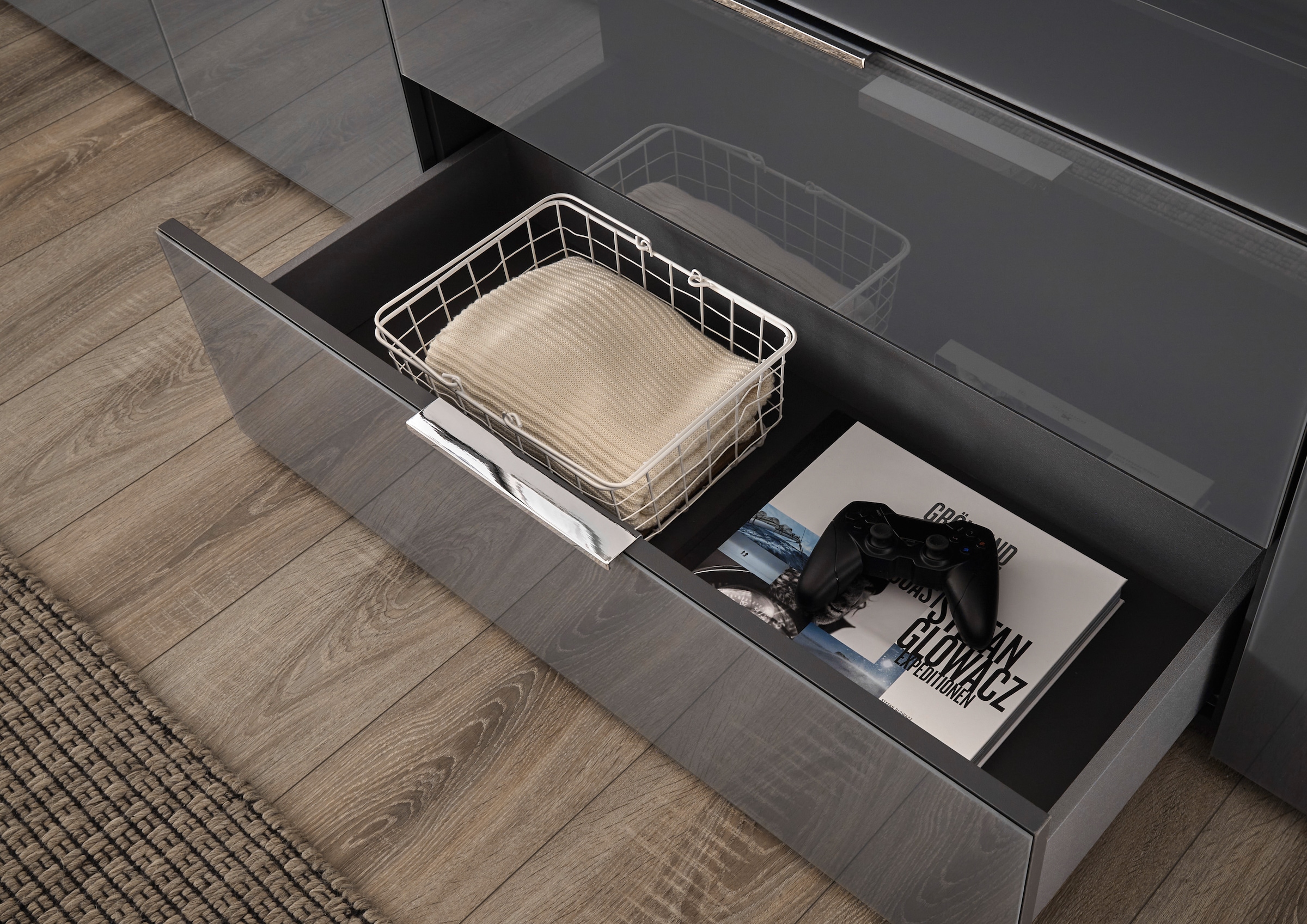 HBZ Lowboard »Santorin, BxHxT 180x99x40 cm«, (1 St.), Breite 180cm, Softclose für Türen und Schubkästen, Melaminbeschichtung