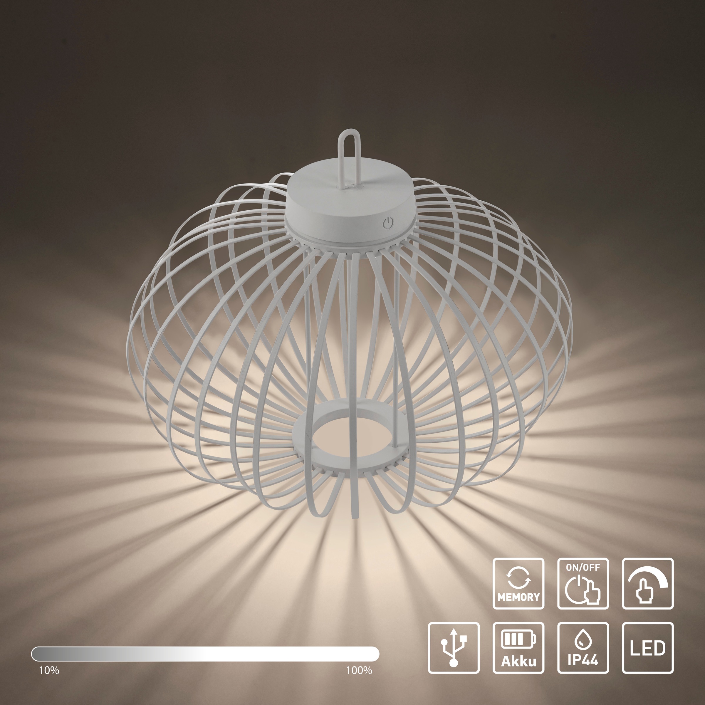 JUST LIGHT Pendelleuchte »AKUBA«, 1 flammig, Leuchtmittel LED-Modul | LED fest integriert, Akkuleuchte