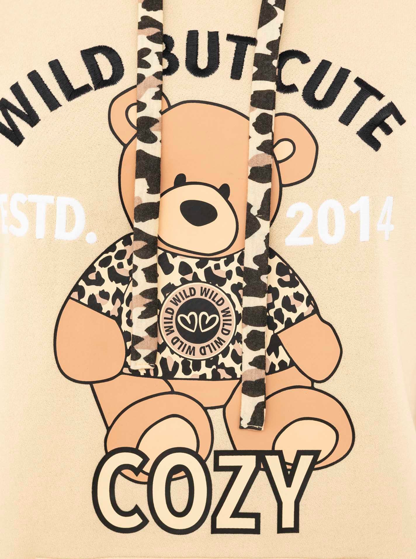 Zwillingsherz Hoodie »"Wild But Cute"«, Mini-Me,mit niedlichem Teddybär und selbstbewusstem Slogan
