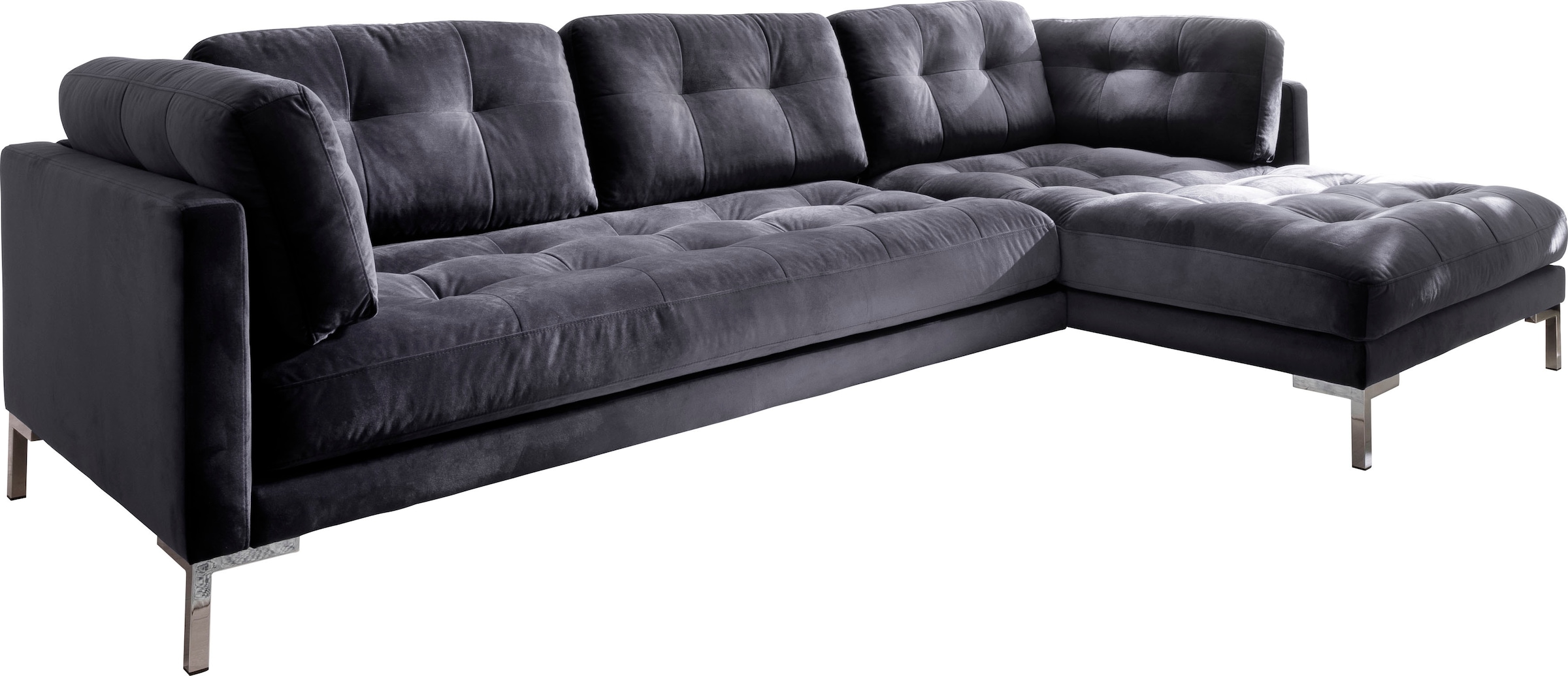 Trends by HG Ecksofa »Landau L-Form«, in Cord-Stoff mit Metallfuß