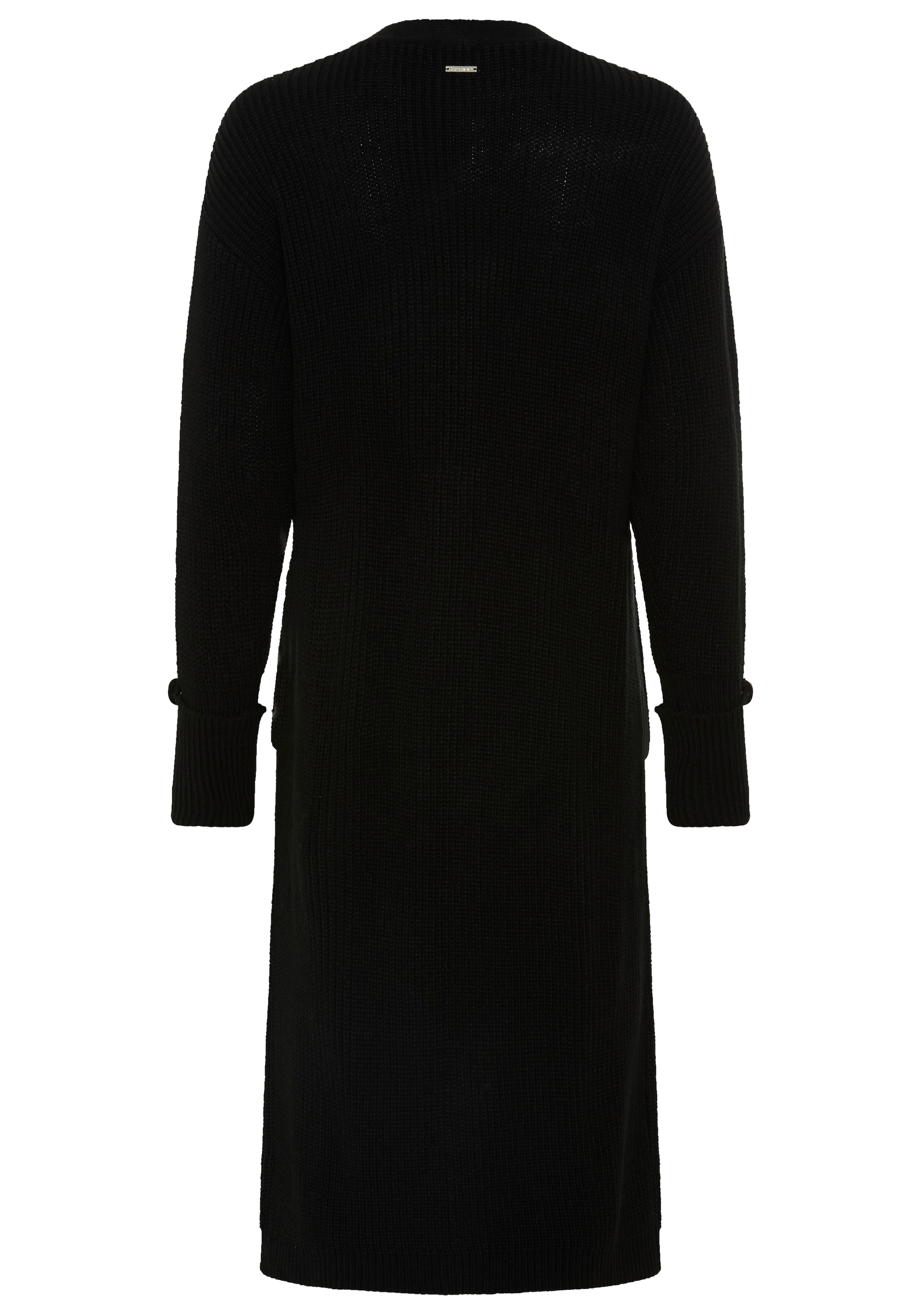 Bruno Banani Longstrickjacke Oversize-Passform, ca. Mitte Knie, mit Knöpfen, unifarben, ohne Kragen
