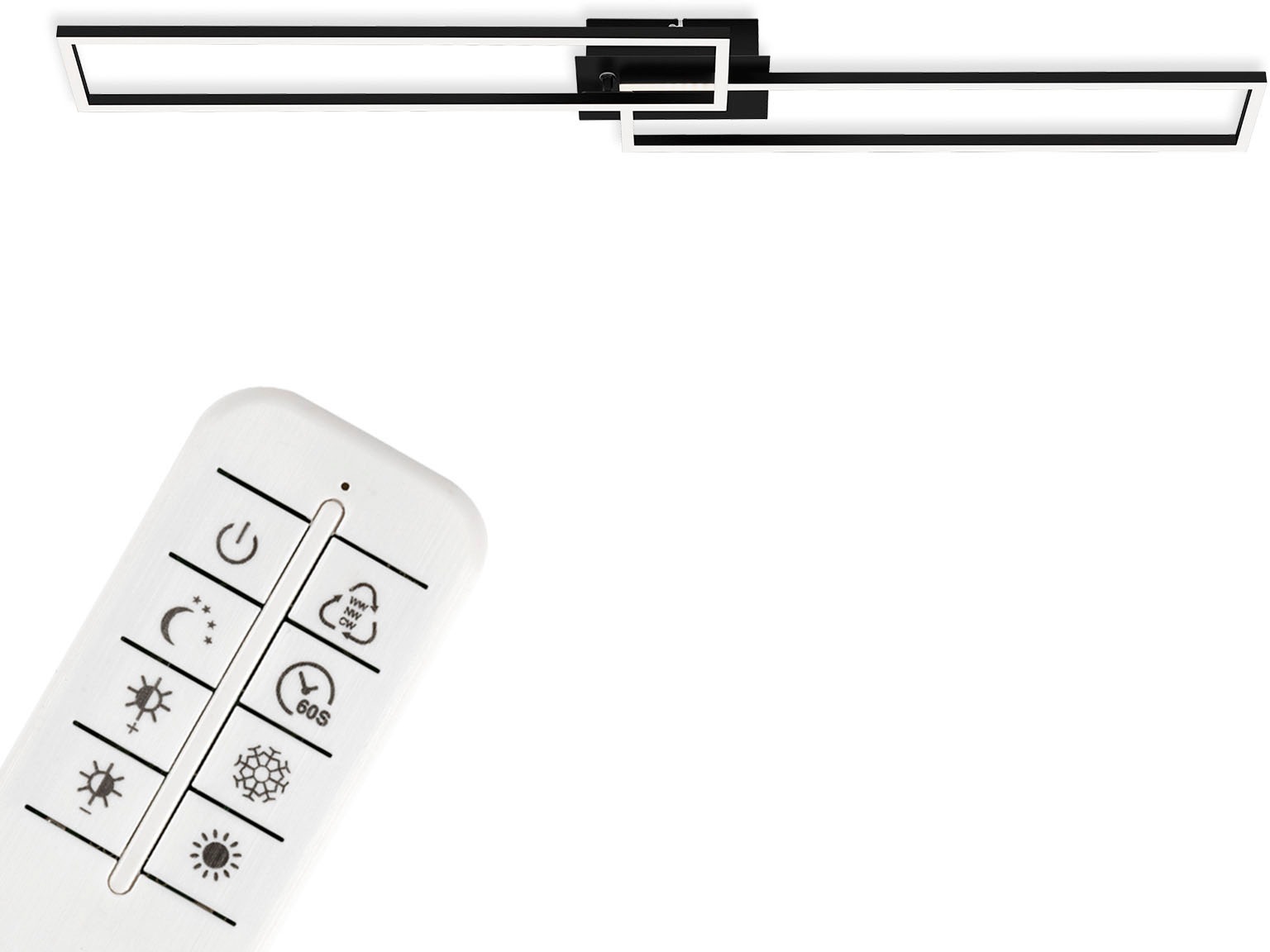 Briloner Leuchten LED Deckenleuchte »3145015 FRAME«, Leuchtmittel LED-Board | LED fest integriert, Deckenlampe, 110x24,8x7,8cm, Schwarz, 40W, Wohnzimmer, Schlafzimmer