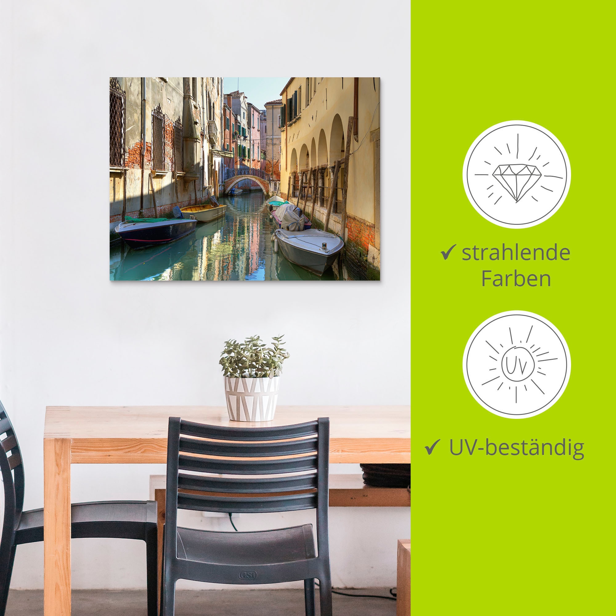 Artland Wandbild »Boote auf Kanal in Venedig« Italien 1 Stk. tlg. als Alubild, Outdoorbild, Leinwandbild, Poster in verschied. Größen