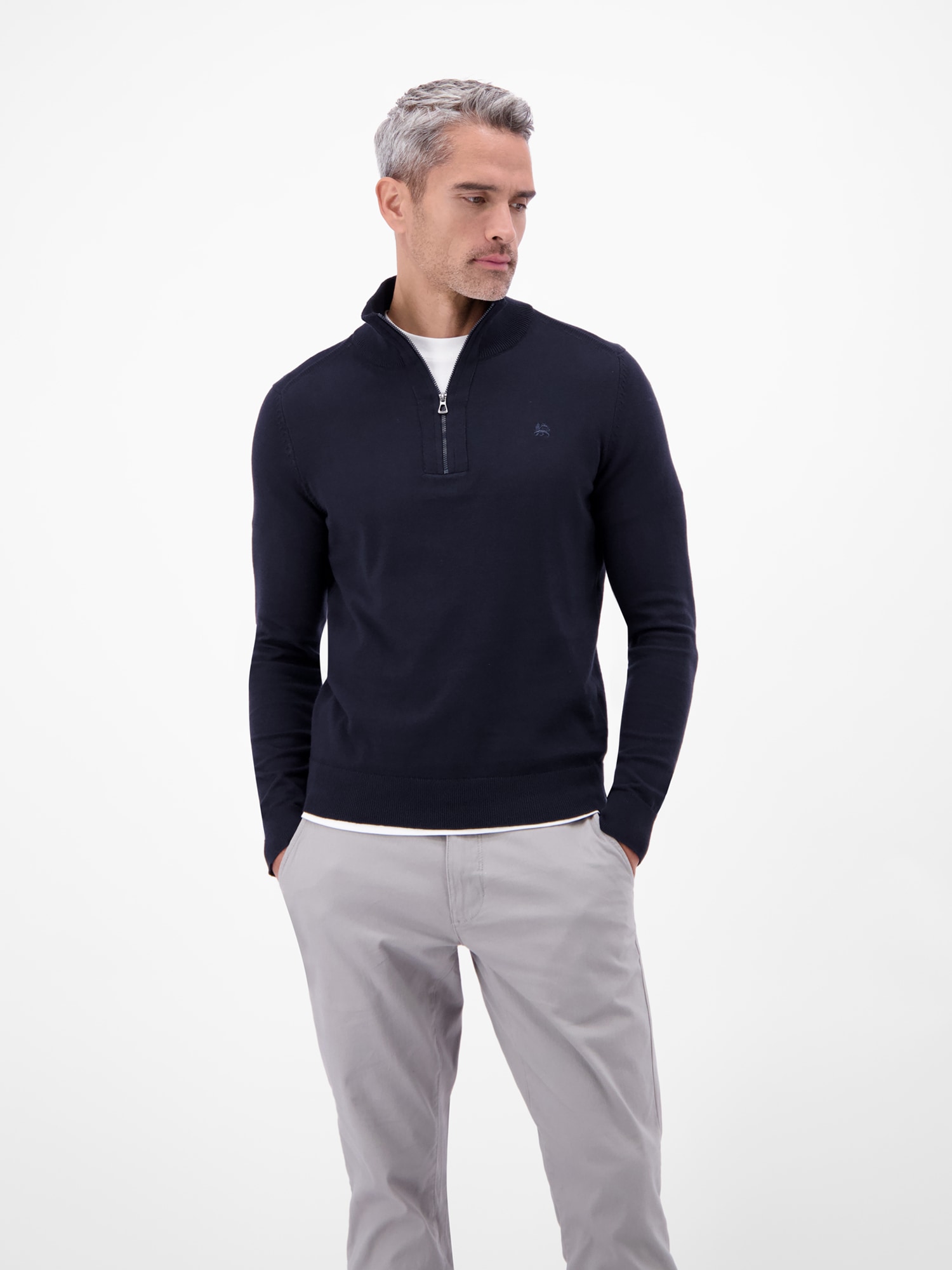 LERROS Troyer »LERROS Flachstrickpullover mit Troyerkragen«