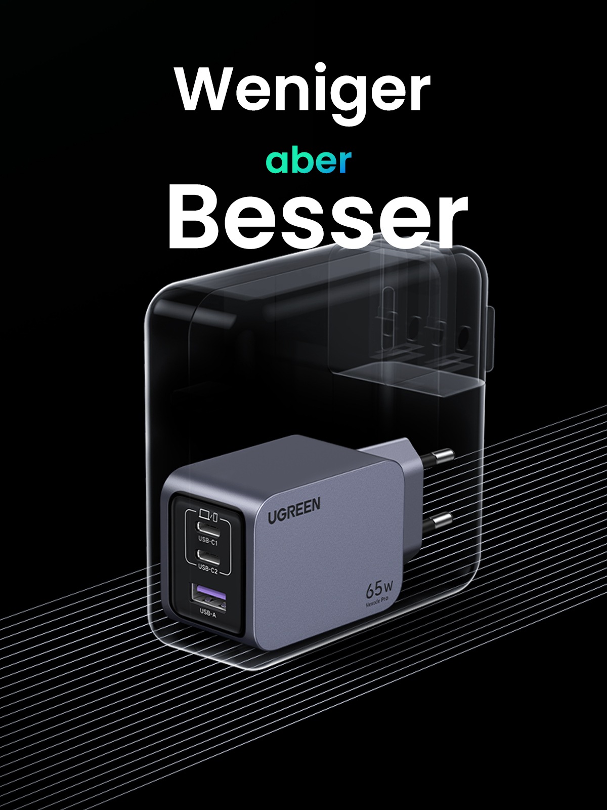 UGREEN Schnelllade-Gerät »Nexode Pro 65W 3-Port GaN Fast Charger Set X755«