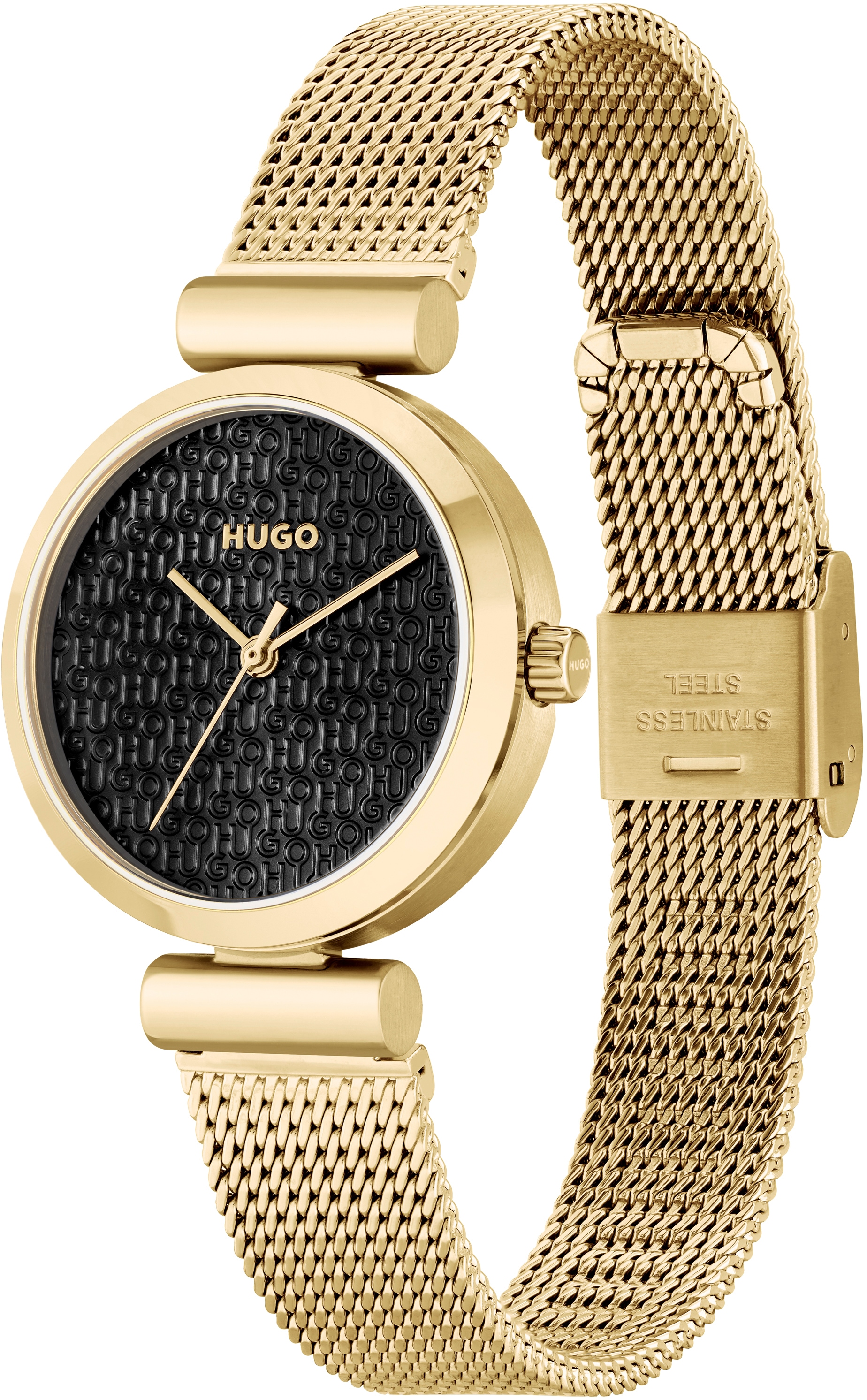 HUGO Quarzuhr »#SWEET«, Armbanduhr, Damenuhr, Mineralglas, Edelstahlarmband