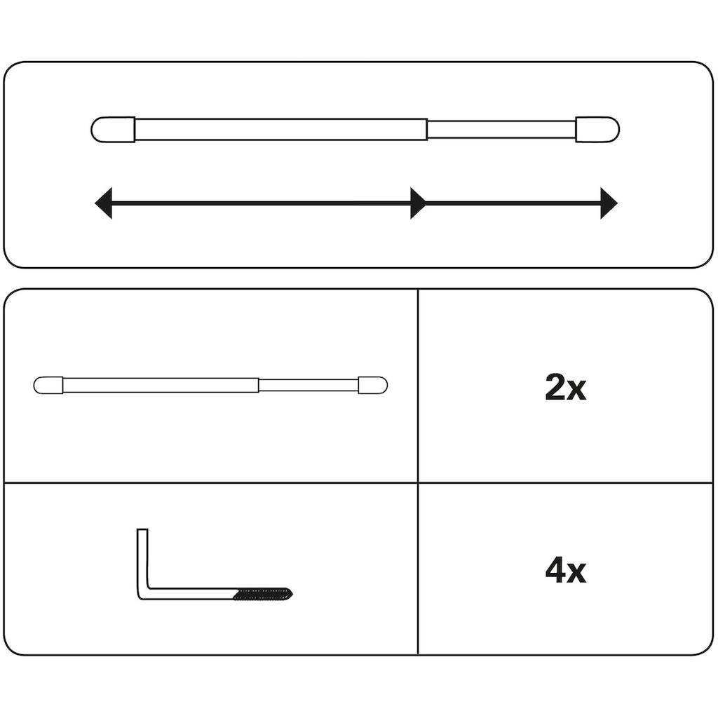 GARDINIA Scheibenstange »Vitragestange«, 1 läufig-läufig, ausziehbar, Serie Vitragestange flachoval Ø 11 mm, 2er-Set