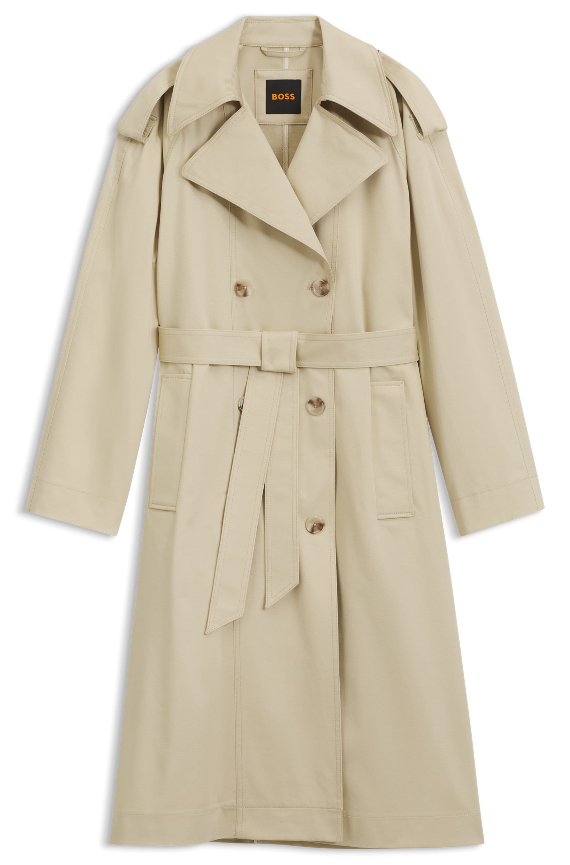 BOSS ORANGE Trenchcoat »Carelli Premium Damenmode« mit wasserabweisendem Finish, Relaxed Fit