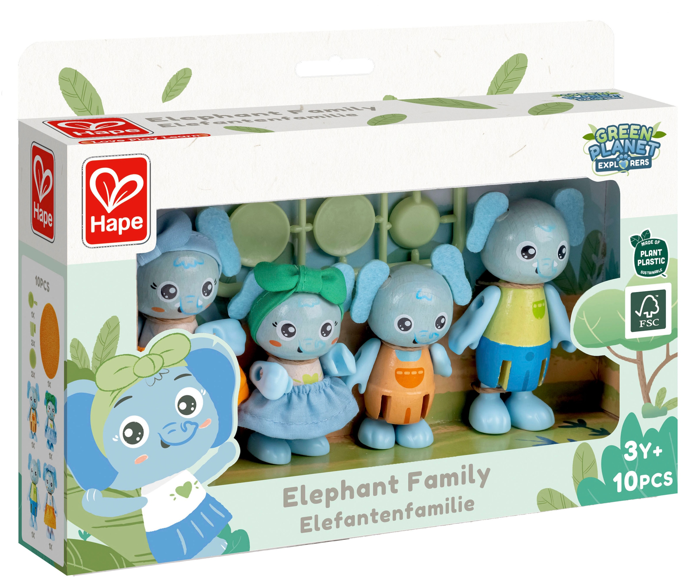 Hape Minipuppe »Green Planet Explorers, Elefantenfamilie«