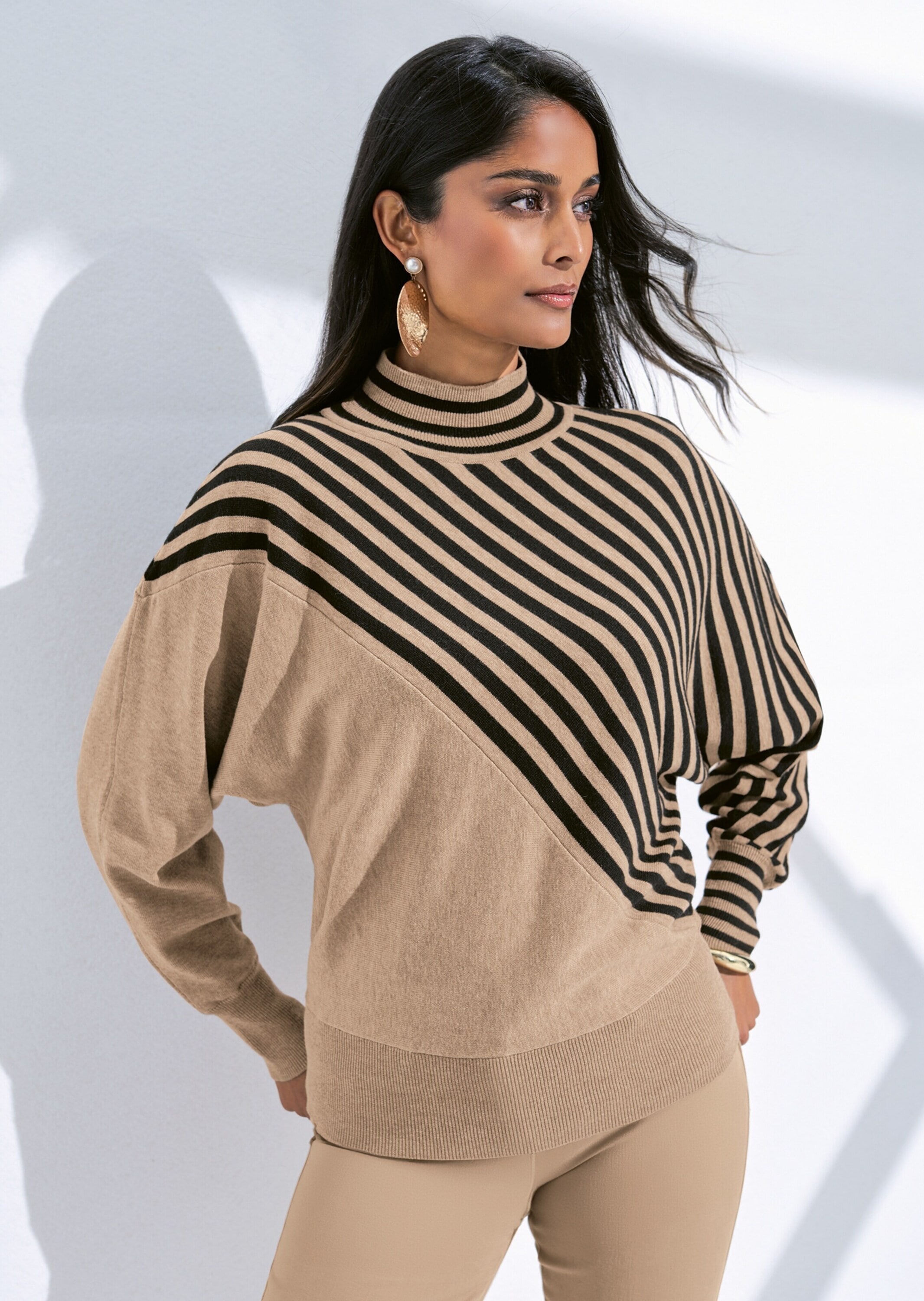 MADELEINE Longpullover »Feinstrickpullover Feinstrickpullover mit Streifenmuster« Kontrast-Ringel