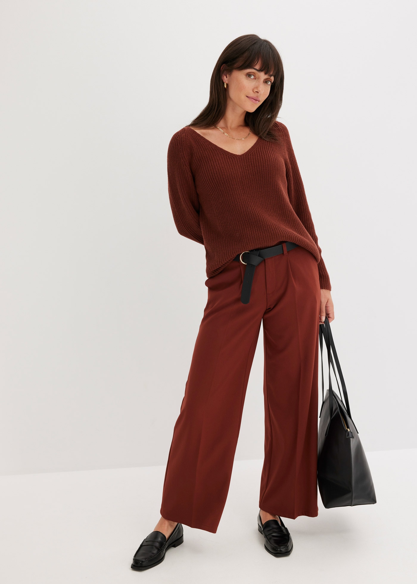 bonprix Strickpullover »Gerippter Pullover aus reiner Baumwolle« Gerippter Pullover aus reiner Baumwolle