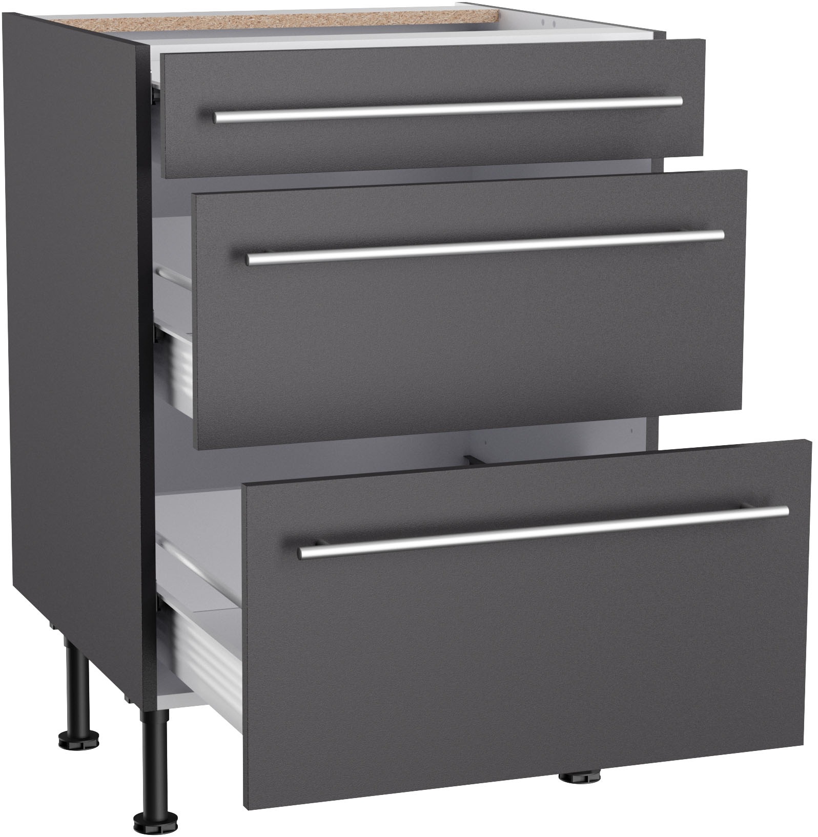 KOCHSTATION Unterschrank »KS-Bern2« Breite 60 cm, 1 Schubkasten, 2 Auszüge