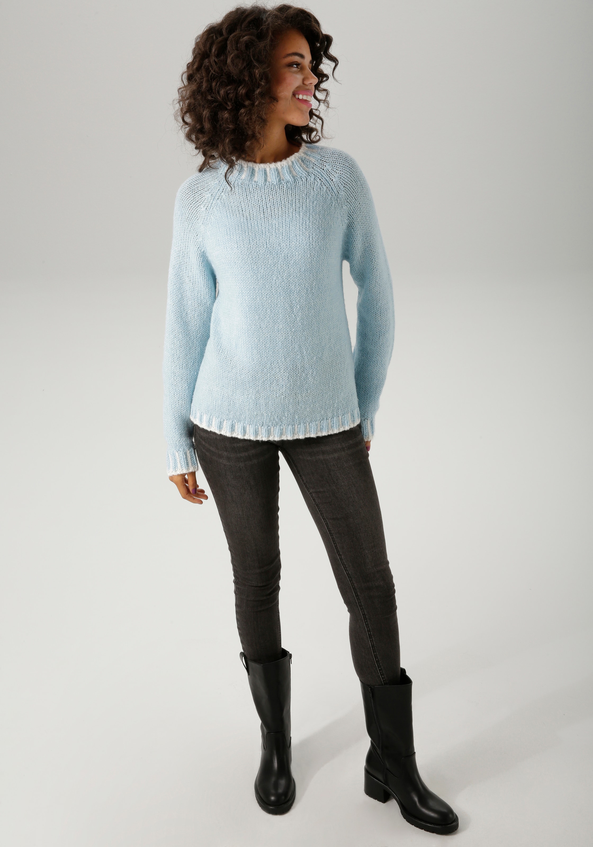 Aniston CASUAL Strickpullover, mit gemusterten Bündchen - NEUE KOLLEKTION