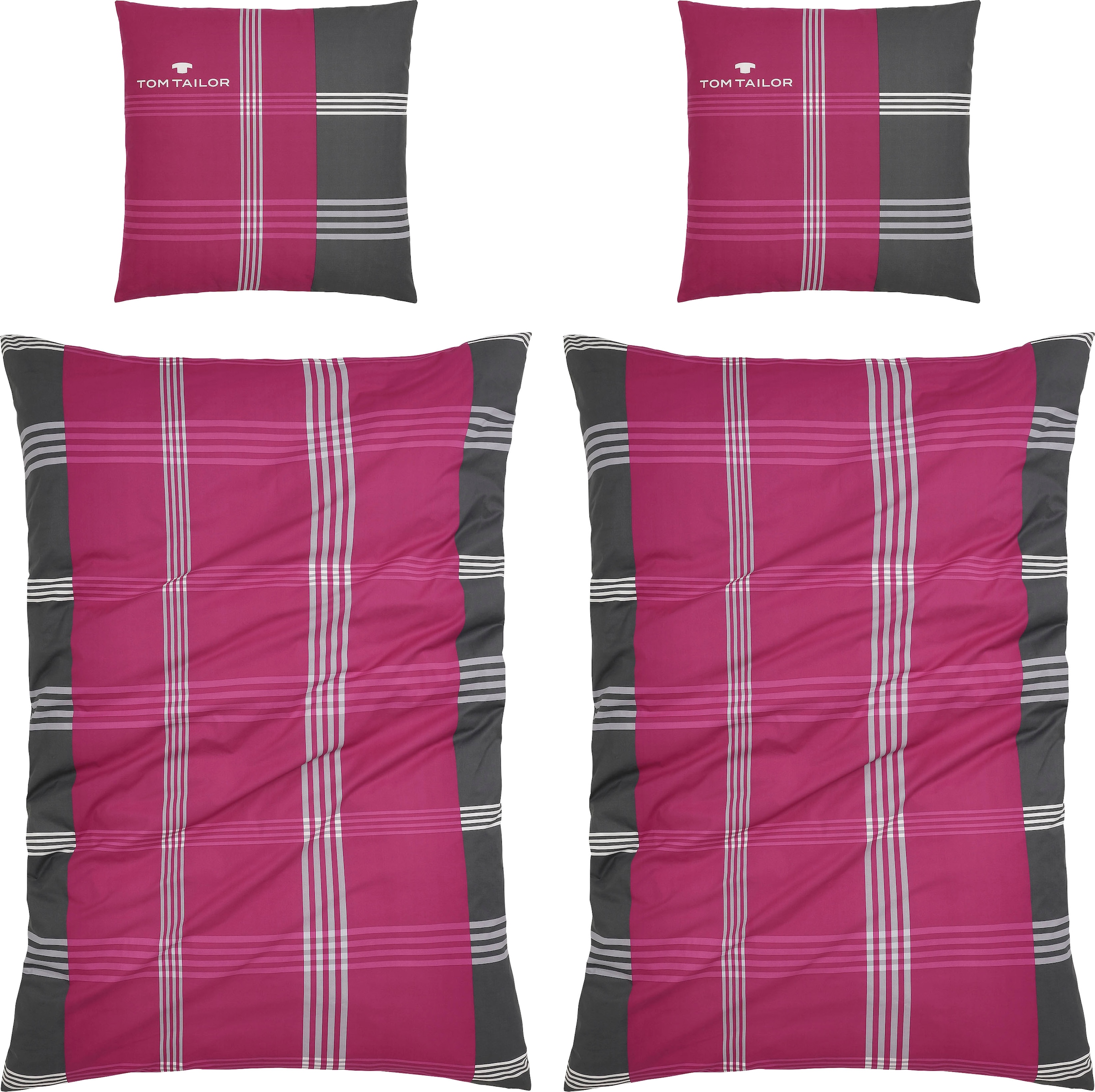 TOM TAILOR HOME Bettwäsche »Ole in Gr. 135x200 oder 155x220 cm«, karierte Bettwäsche aus Baumwolle, mit Reißverschluss