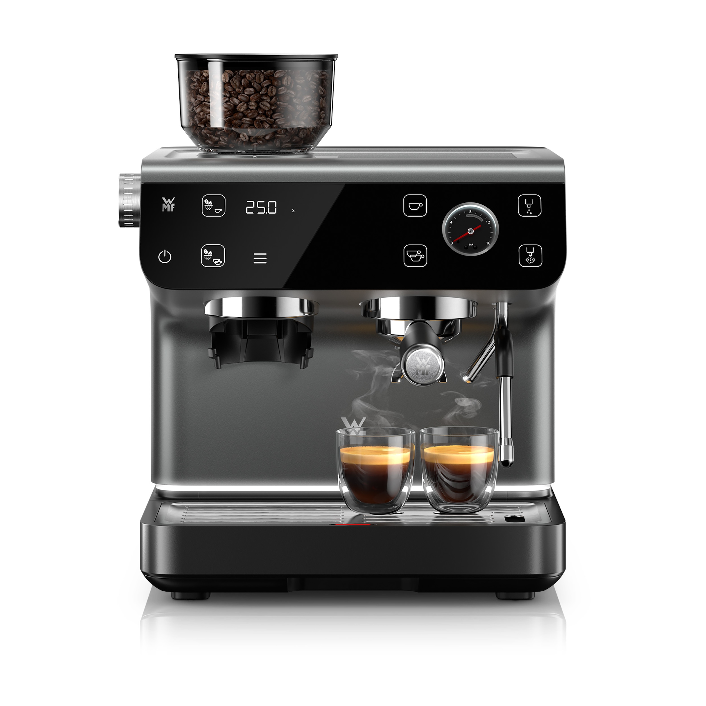 WMF Siebträgermaschine »Espresso Pro« Mahlwerk mit 60 Mahlgraden, WMF Doppel-Thermoblock Technologie