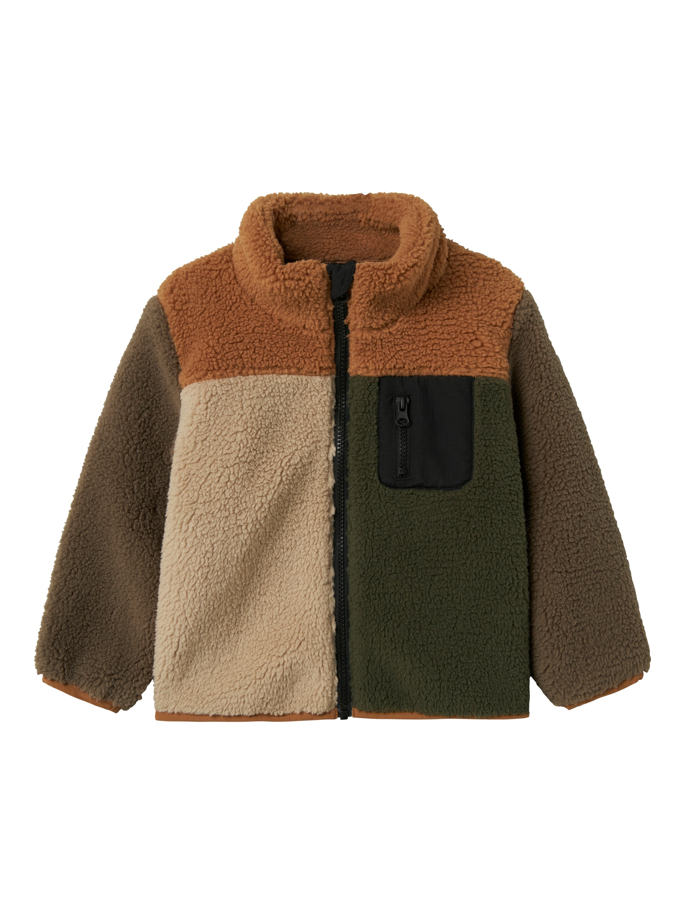 Name It Fleecejacke »NMMMONICO TEDDY JACKET BLOCK«, ohne Kapuze