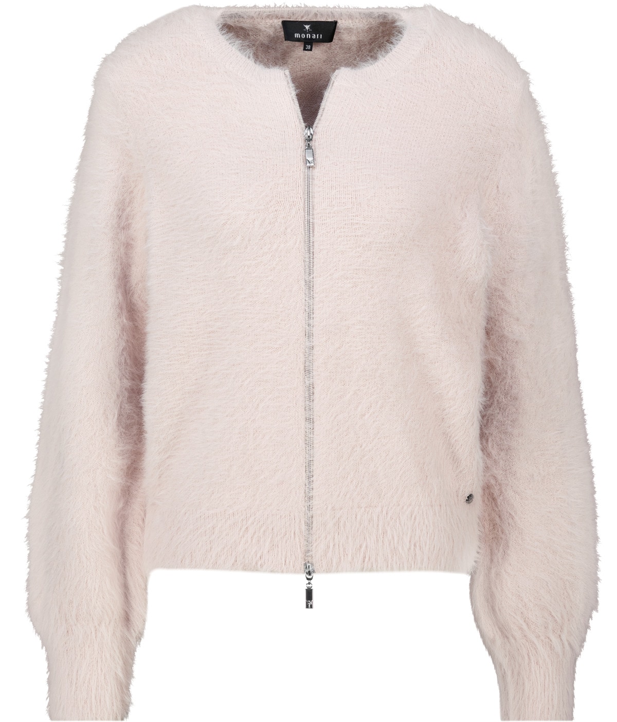Monari Strickjacke »Plüsch« im flauschigen Materialmix, Rundhals