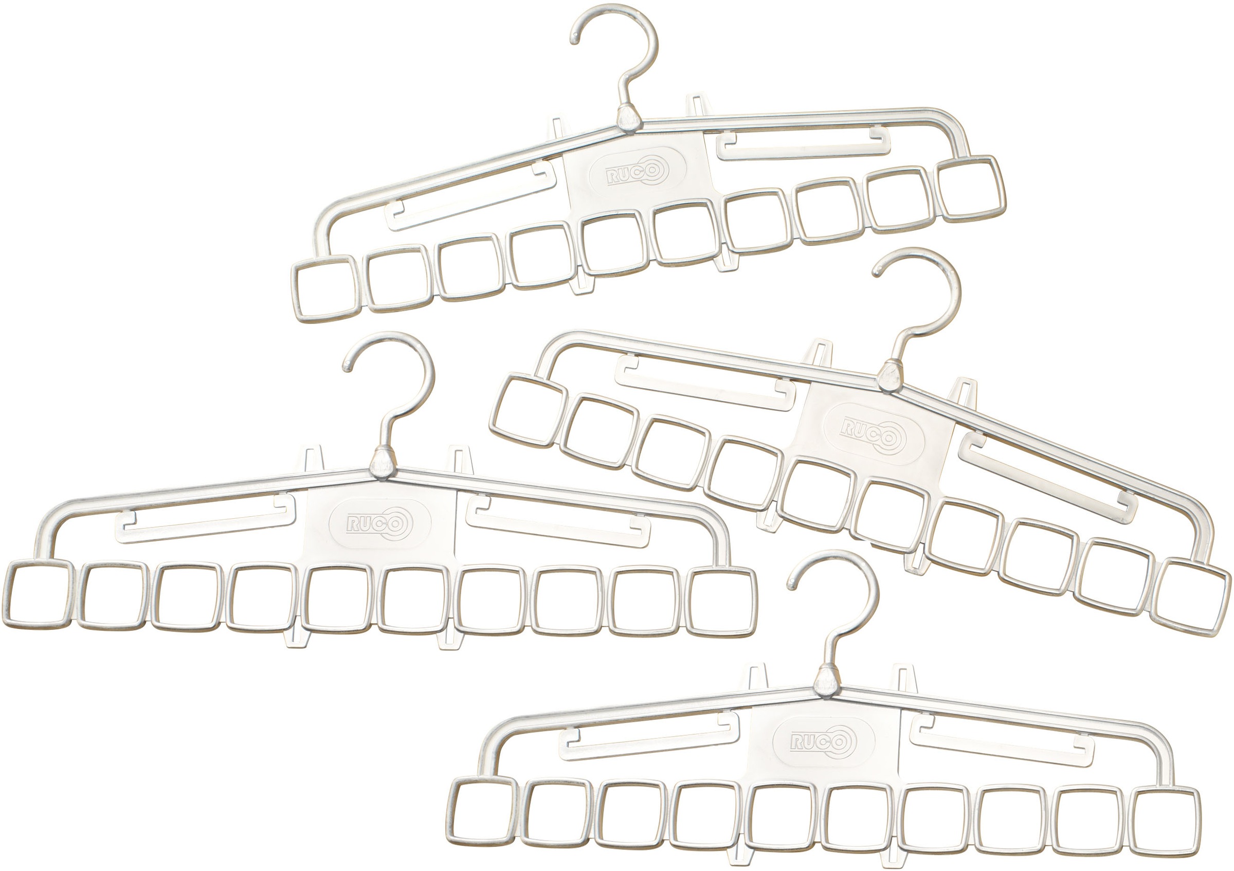 Ruco Mehrfach-Kleiderbügel »Variabler Kleiderbügel, 4er Set« Kleiderbügel, Raumsparbügel, Krawattenhalter, Made in Germany