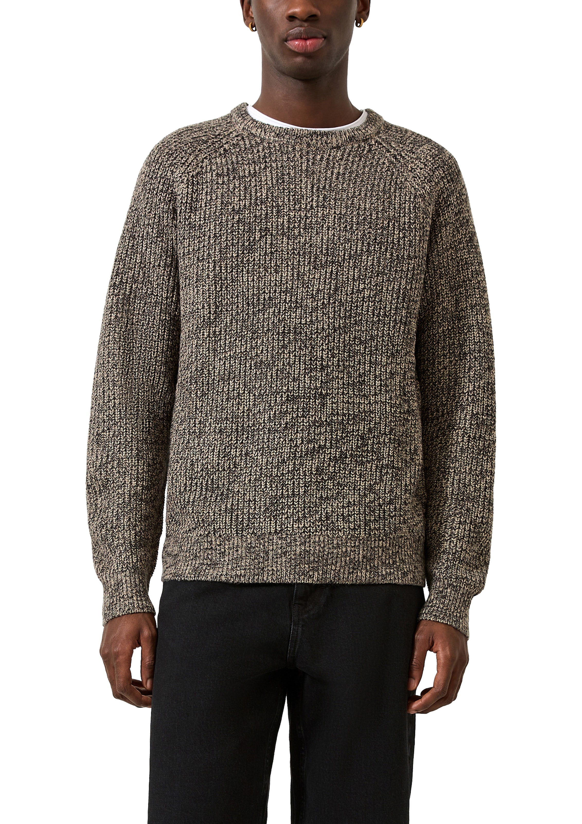 QS Strickpullover Melierter Winterpullover mit Rundhals