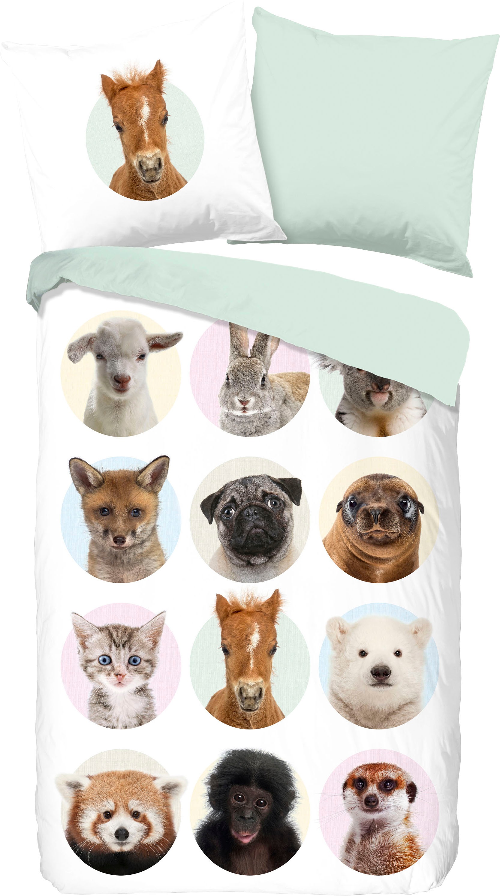 good morning Kinderbettwäsche »Younganimals«, 100% Baumwolle, 135x200, Reißverschluss, Wendeoptik, Kind, Tier