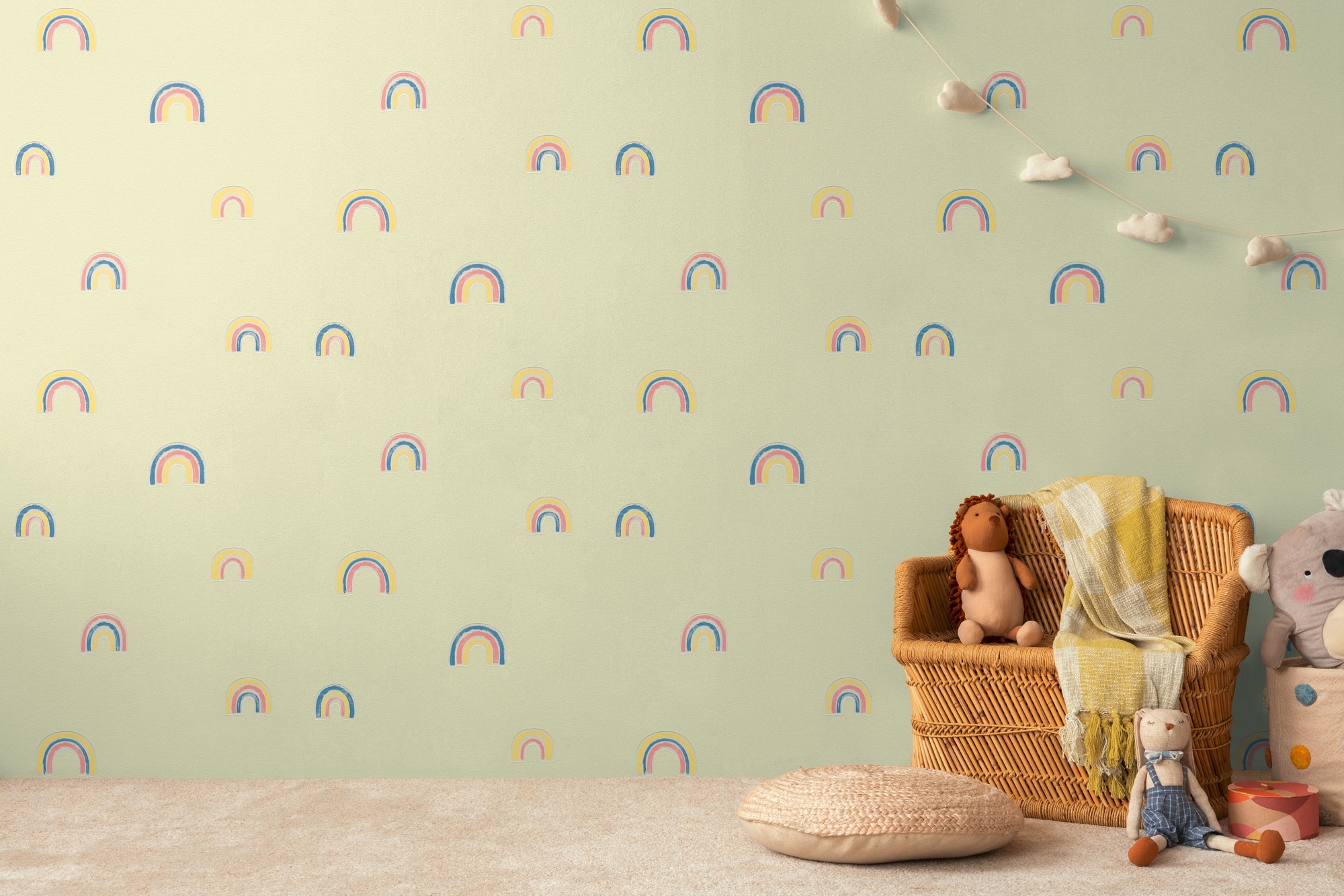 living walls Vliestapete »Kids Studio Regenbogen – Vliestapete für Kinder« Motiv | grafisch | leicht glänzend glatt Handgezeichnete Regenbögen in freundlichen Pastellfarben