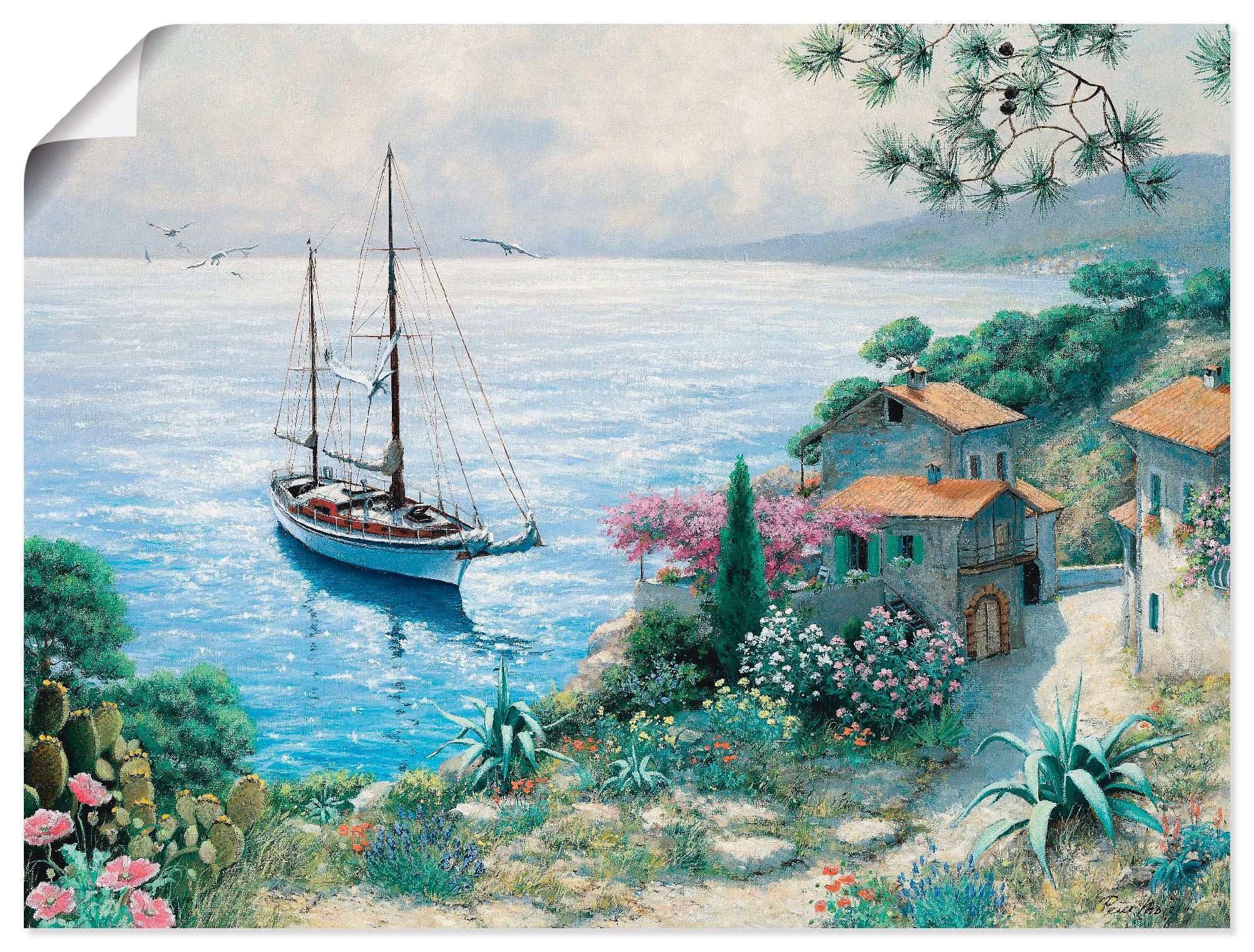 Artland Wandbild »Die Bucht«, Boote & Schiffe, (1 St.), in vielen Größen & Produktarten -Leinwandbild, Poster, Wandaufkleber / Wandtattoo auch für Badezimmer geeignet
