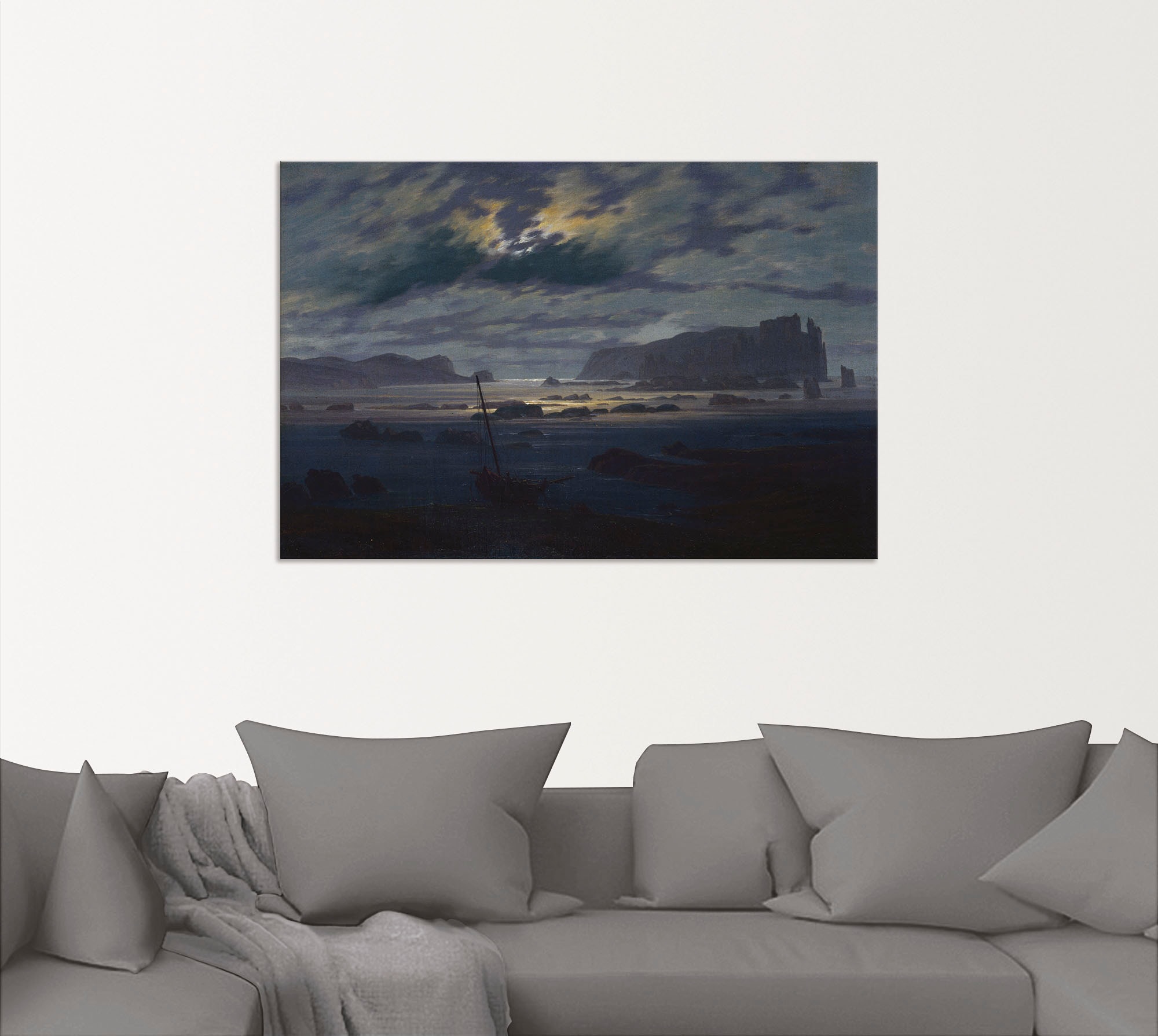 Artland Wandbild »Mondnacht über nordischer Meerlandschaft«, Gewässer, (1 St.), als Alubild, Leinwandbild, Wandaufkleber oder Poster in versch. Größen