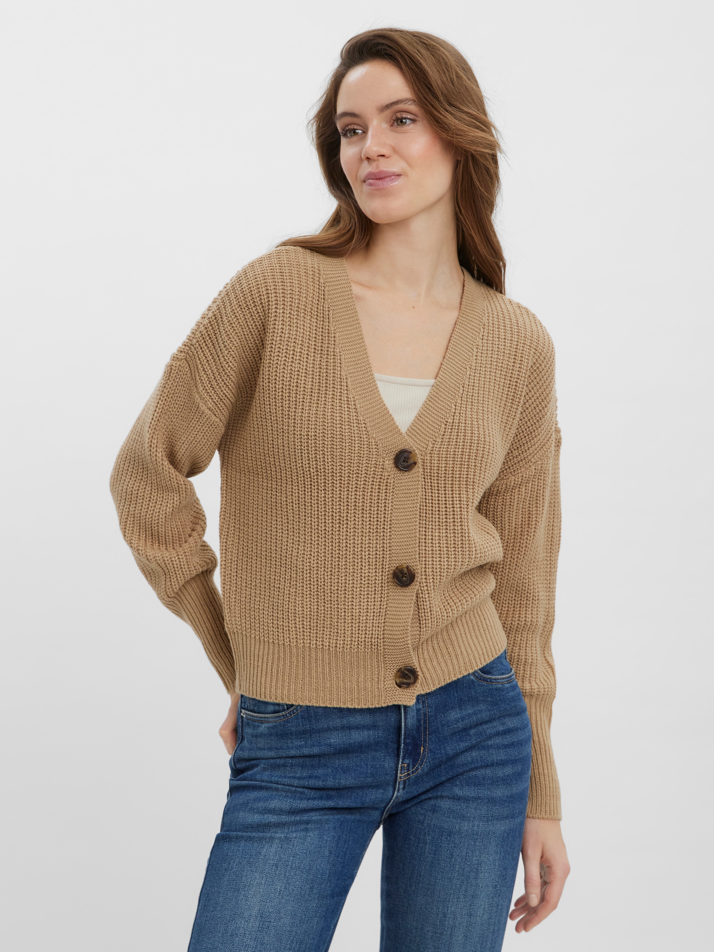 Vero Moda Strickjacke »VMLEA LS V-NECK CUFF CARDIGAN NOOS« Kunstfaser, regular fit