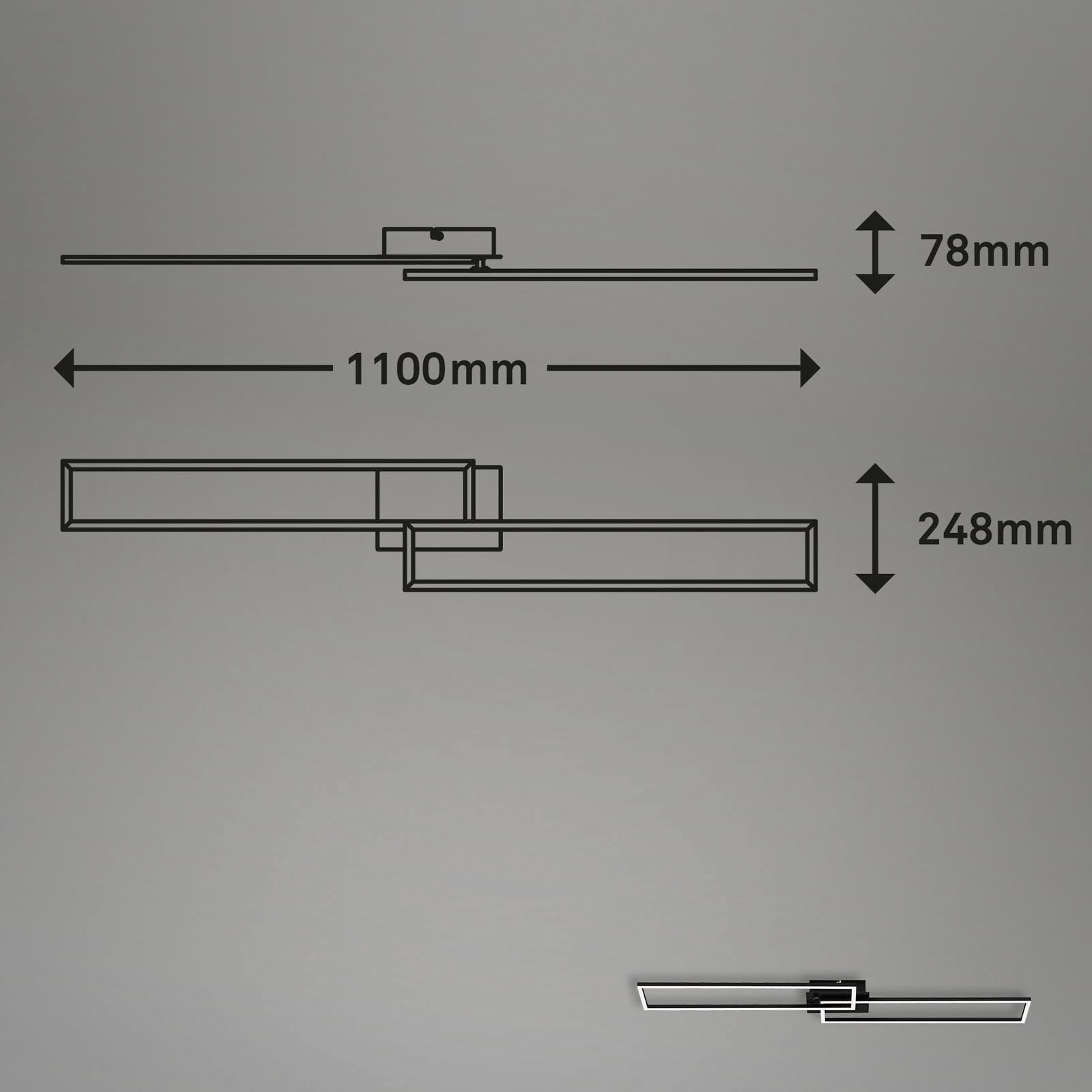 Briloner Leuchten LED Deckenleuchte »3145015 FRAME«, Leuchtmittel LED-Board | LED fest integriert, Deckenlampe, 110x24,8x7,8cm, Schwarz, 40W, Wohnzimmer, Schlafzimmer