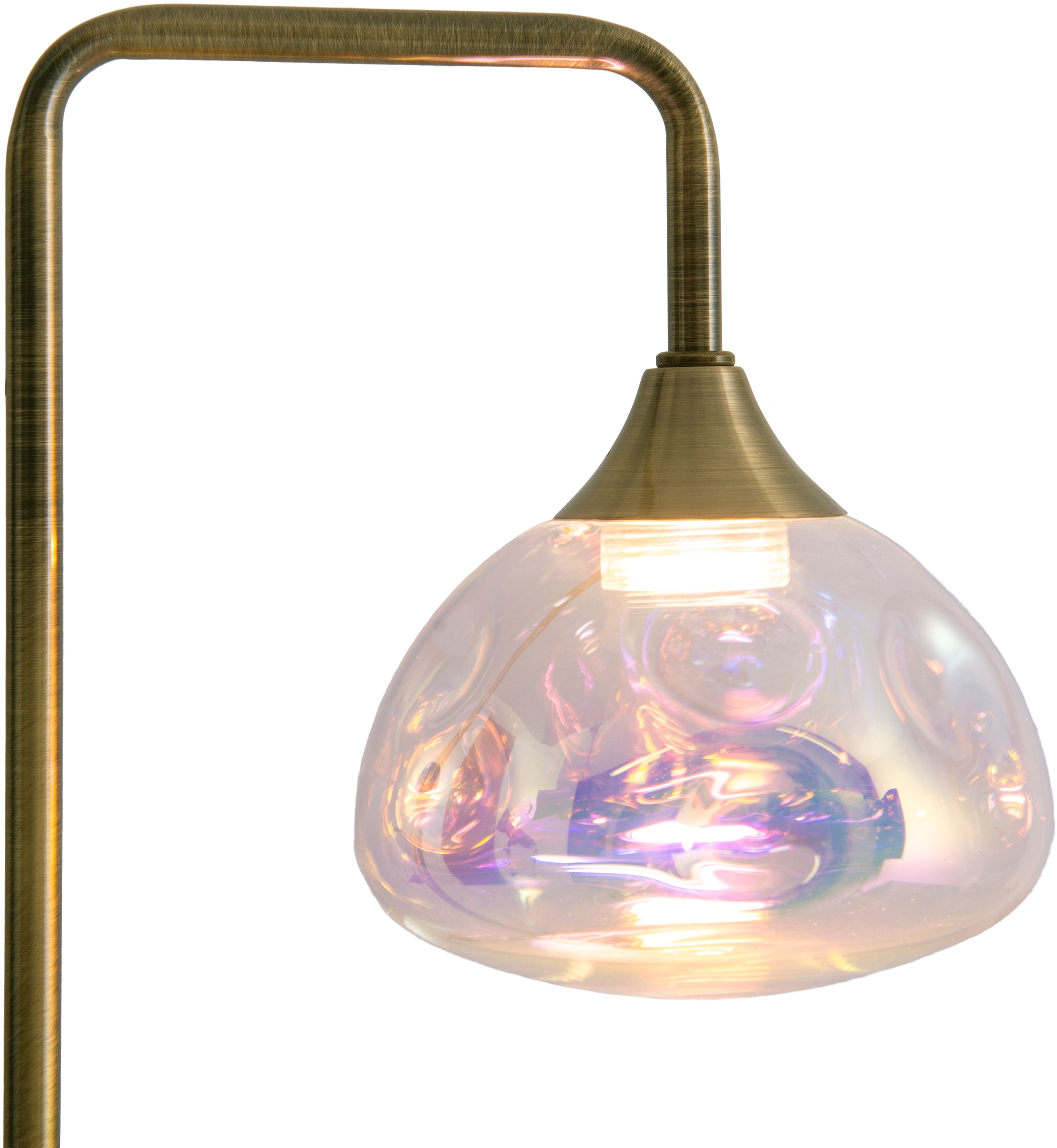 näve LED Tischleuchte »Varna«, 1 flammig, 1 flg. irisierendes Glas incl. 6 LEDs warmweiß Gestell messing