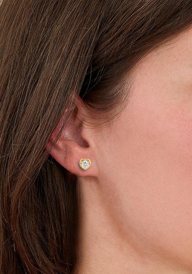 Amor Paar Ohrstecker »Herzen, 2022301«, mit Zirkonia (synth.)