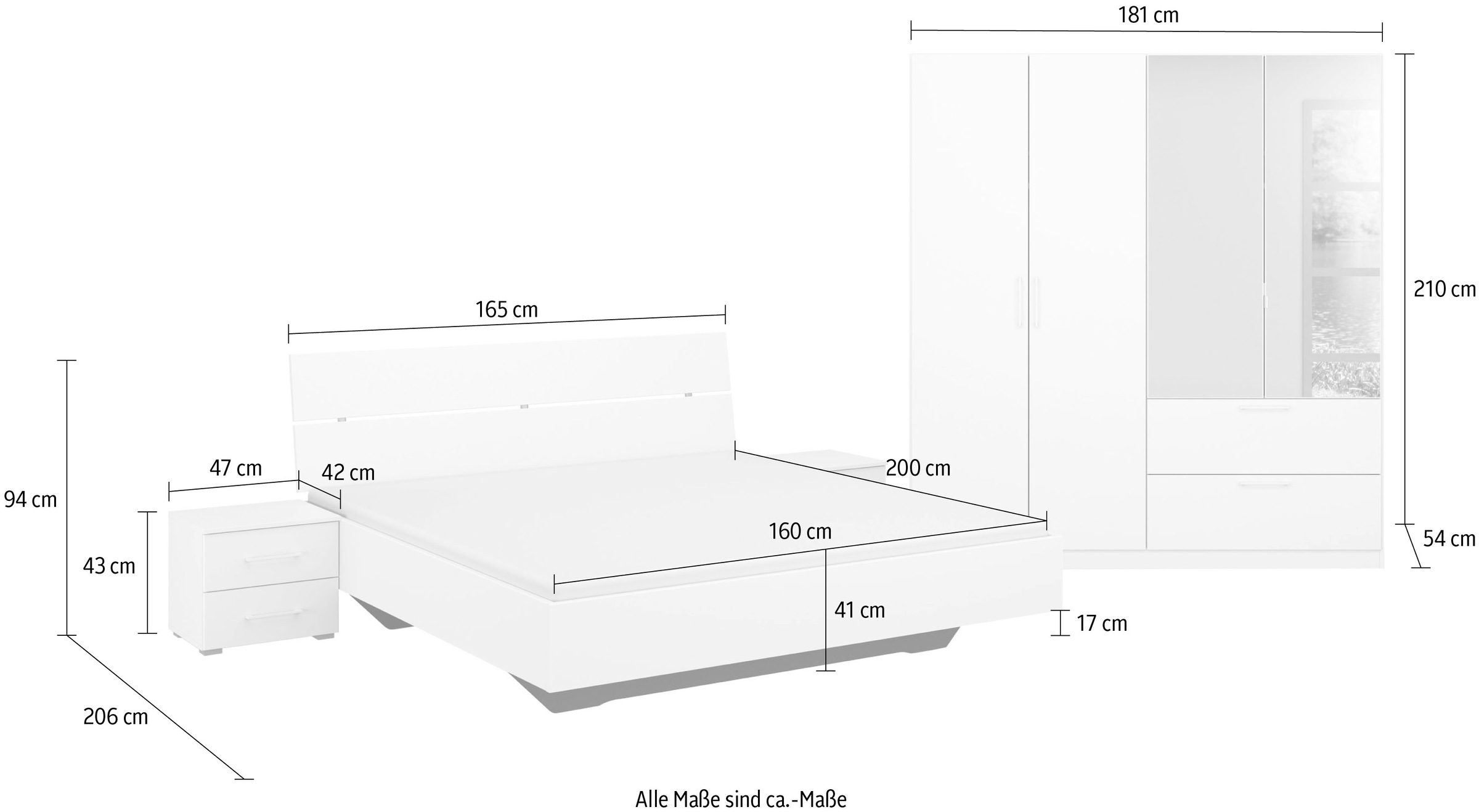INOSIGN BY RAUCH Schlafzimmer-Set »Komplettschlafzimmer Schlafzimmer Challenger (Set 4-teilig)«, Schrank 2 Breiten, Bett 3 Breiten, 2 Nachttische MADE IN GERMANY