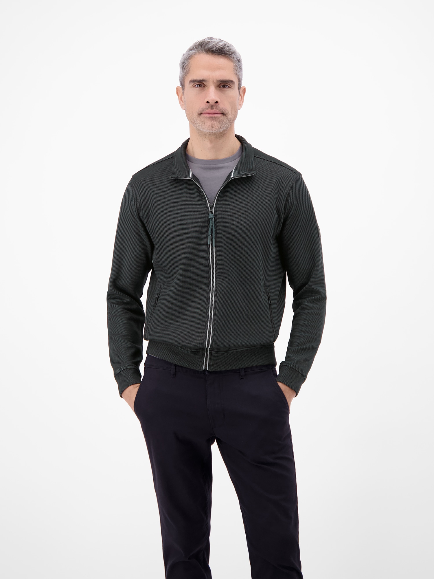 LERROS Sweatjacke »Sweatjacke aus Baumwollmischgewebe« Jacke im Baumwollmix mit Reißverschluss, Stehkragen und Seitentaschen