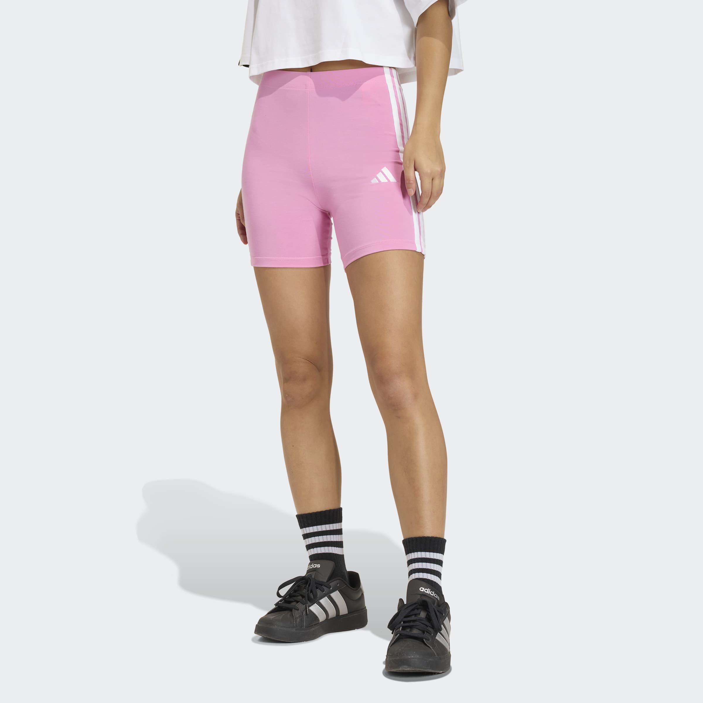 adidas Sportswear Trainingstights »ESSENTIALS 3-STREIFEN HIGH WAISTED KURZE LEGGINGS«  kurze Leggings, mittelhoher Bund, flacher, elastischer Bund