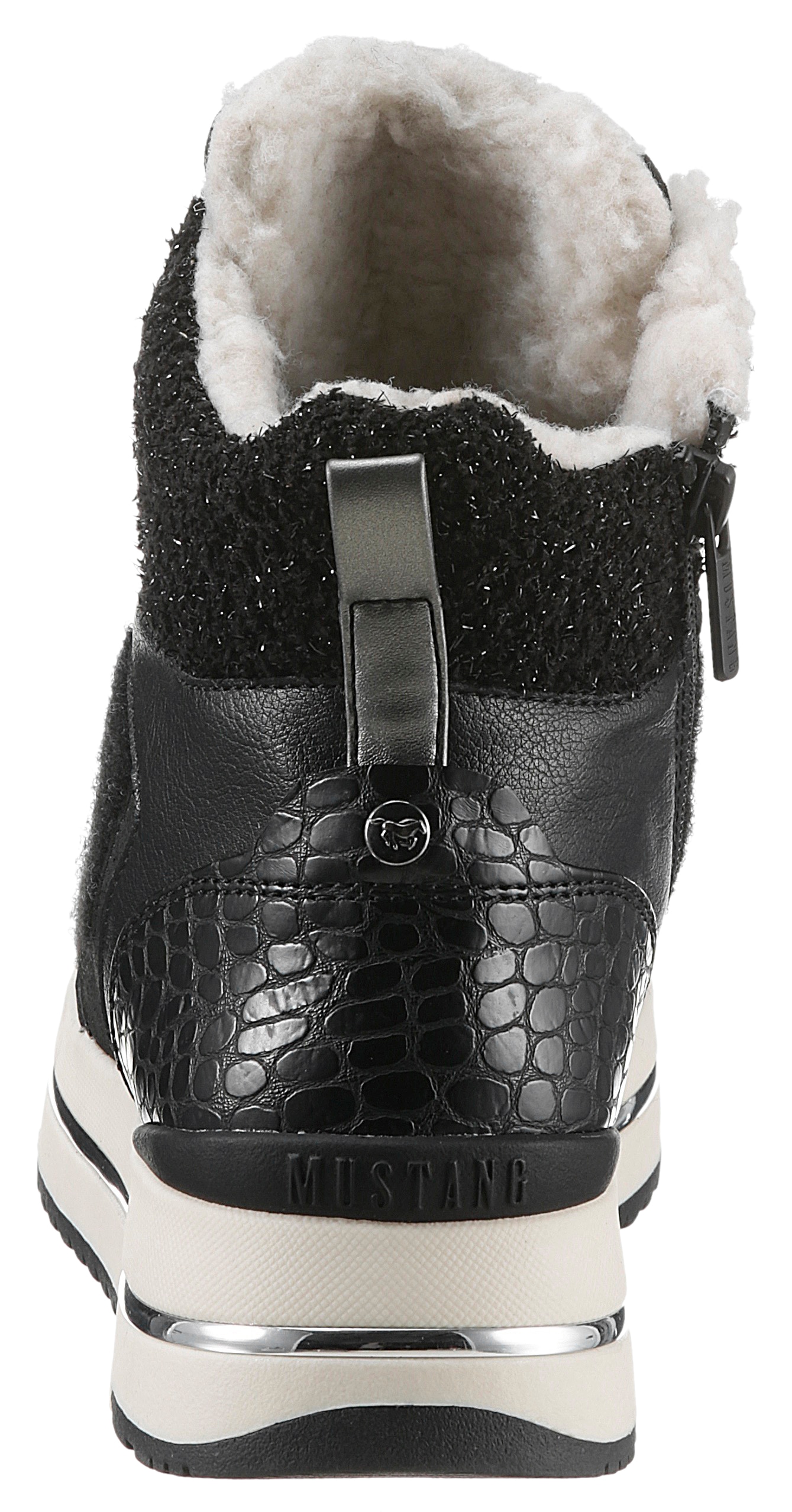 Mustang Shoes Winterboots, mit Besatz in Kroko-Optik