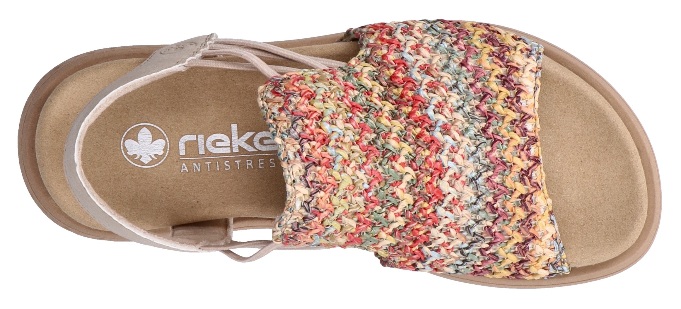 Rieker Plateausandale, Sommerschuh, Schlupfschuh, Urlaubschuh mit seitlichen Gummizügen