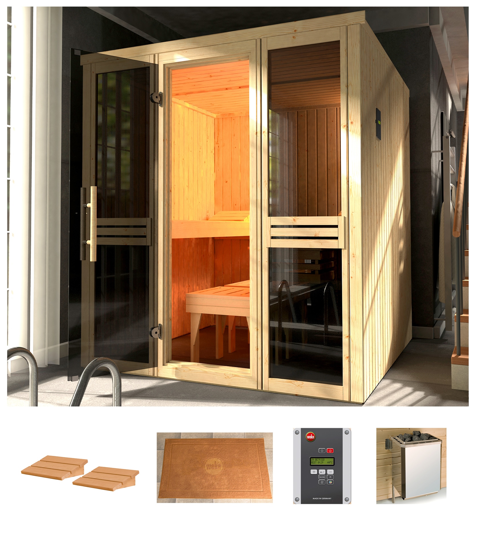 Sauna »Classic«, 7,5 kW Bio-Kombiofen mit ext. Strg.