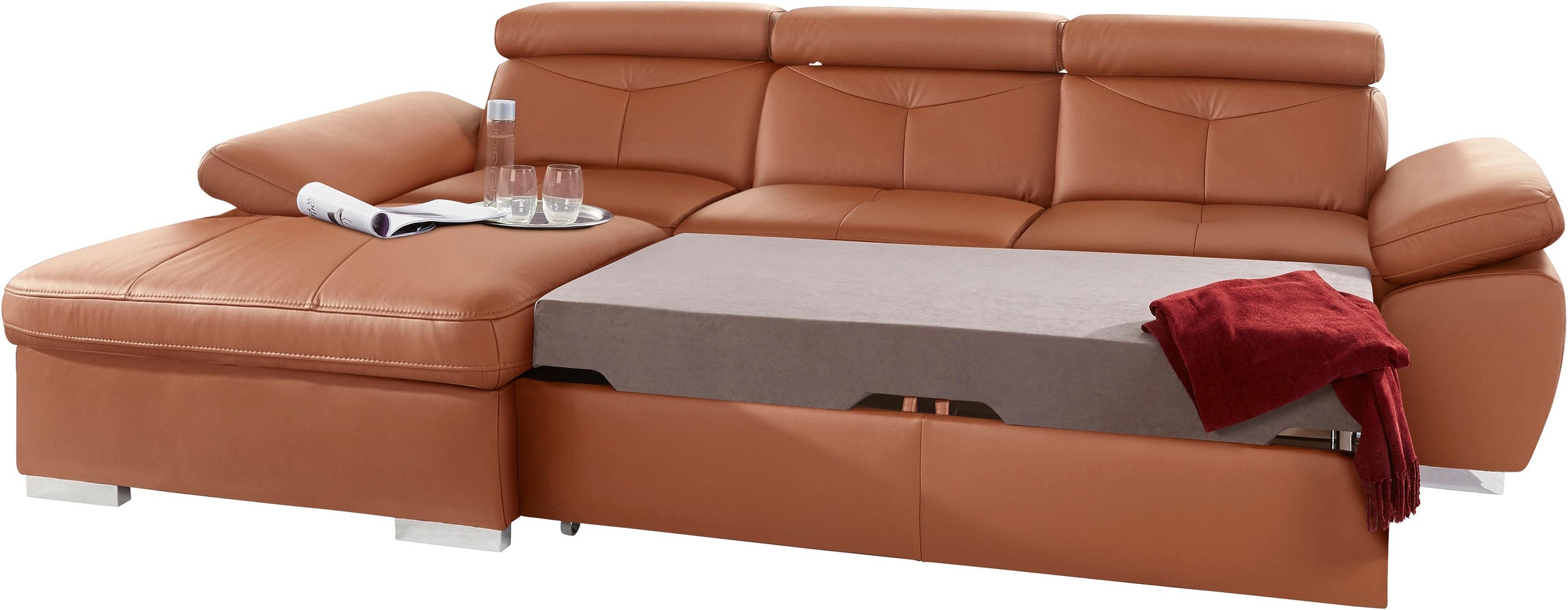 exxpo - sofa fashion Ecksofa »Spring, super bequem, mit Armteil- und Kopfteilfunktion, OTTOs Choice«, L-Form, wahlweise mit Bettfunktion und Bettkasten